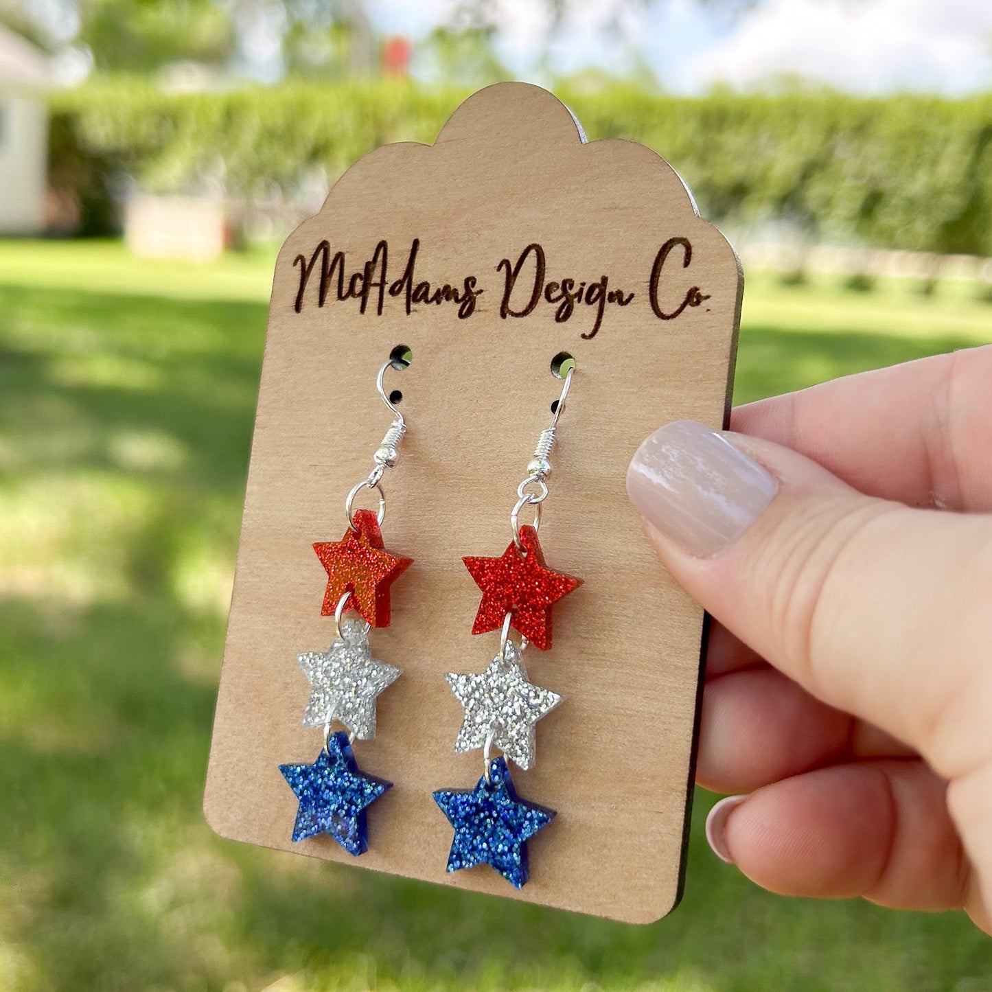 Acrylic Glitter Stacked Stars Earrings (5 Pairs)