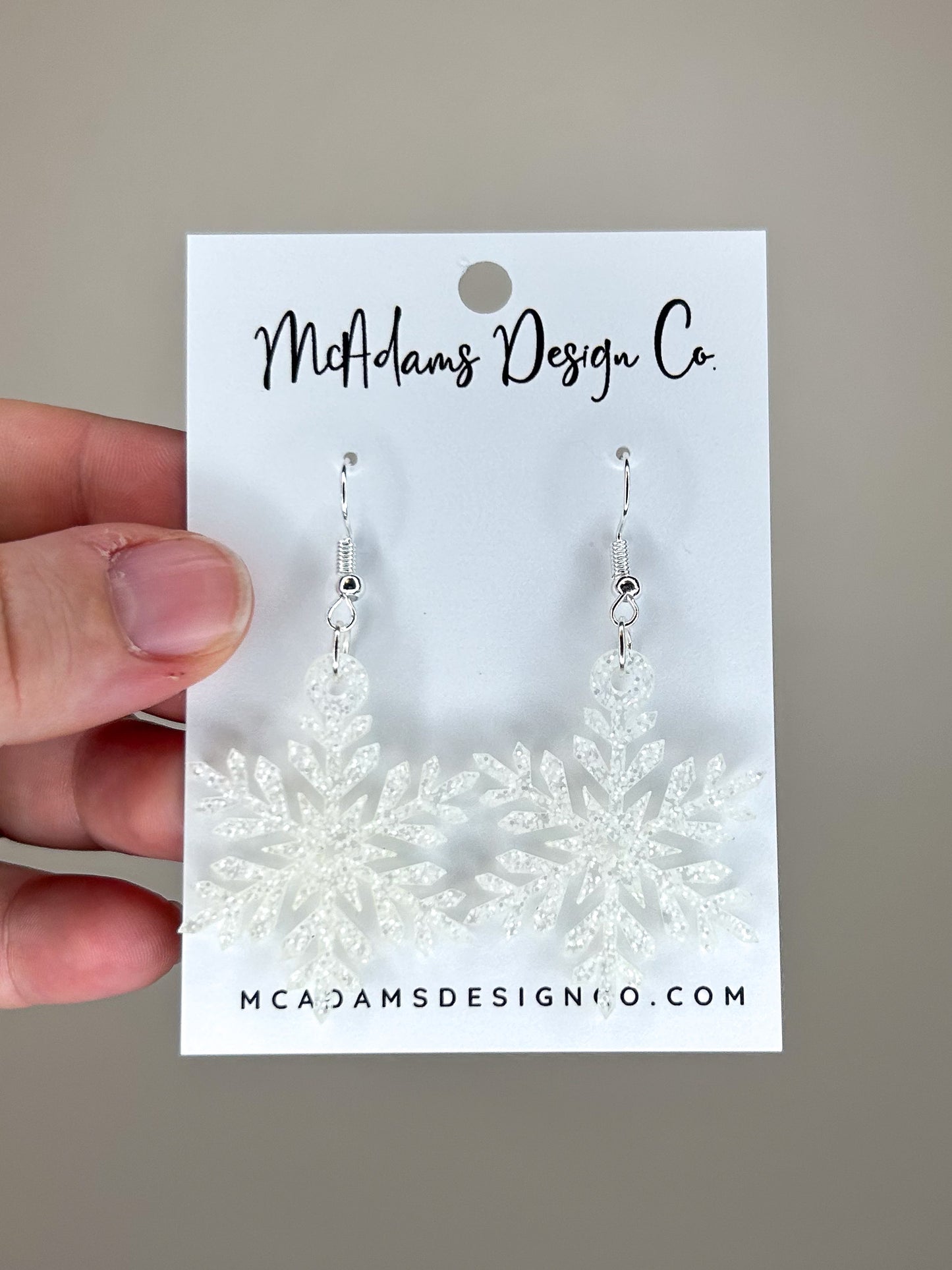 Clear Glitter Snowflake Acrylic Earrings