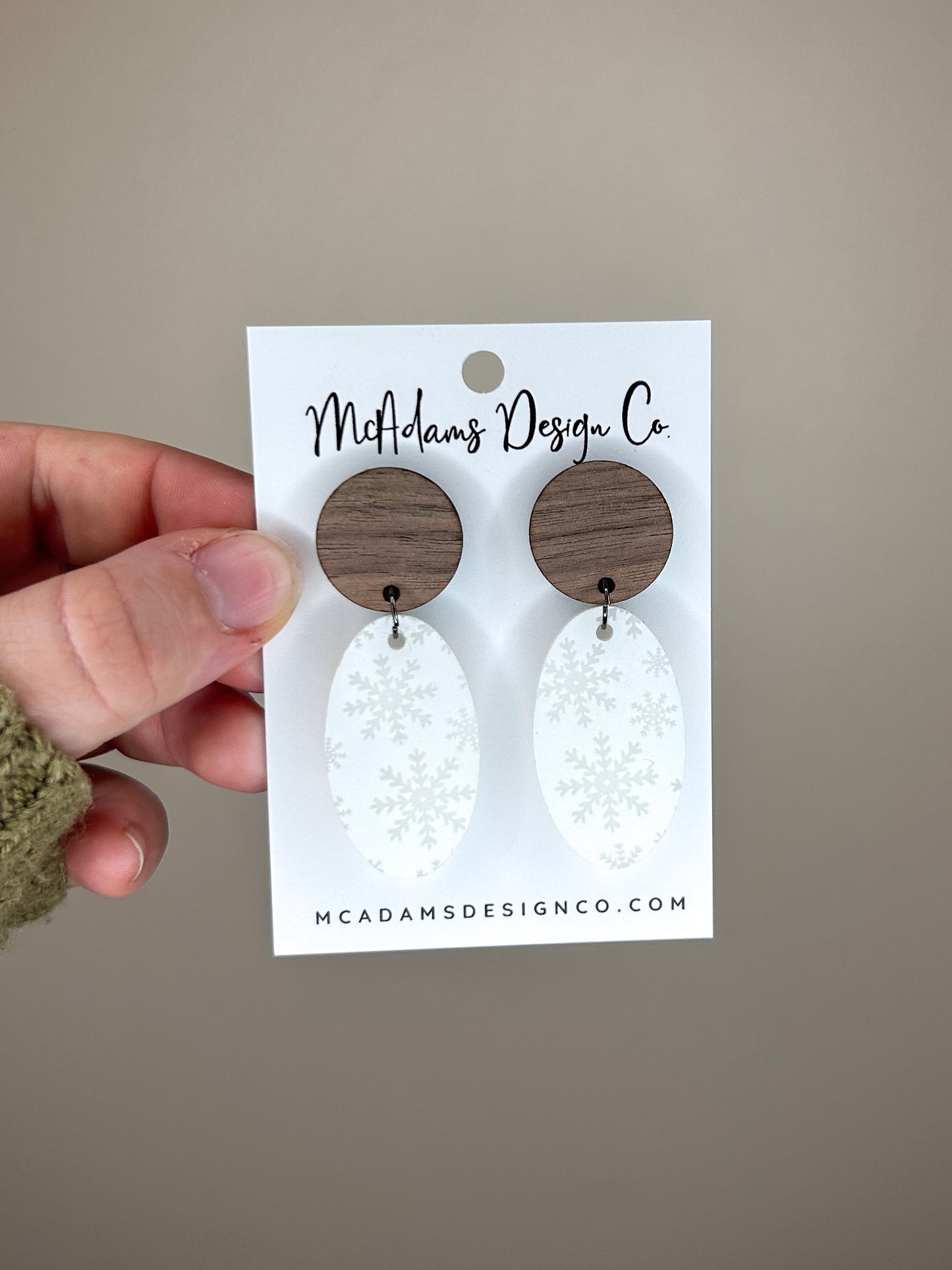 Wood & Snow Acrylic Earrings