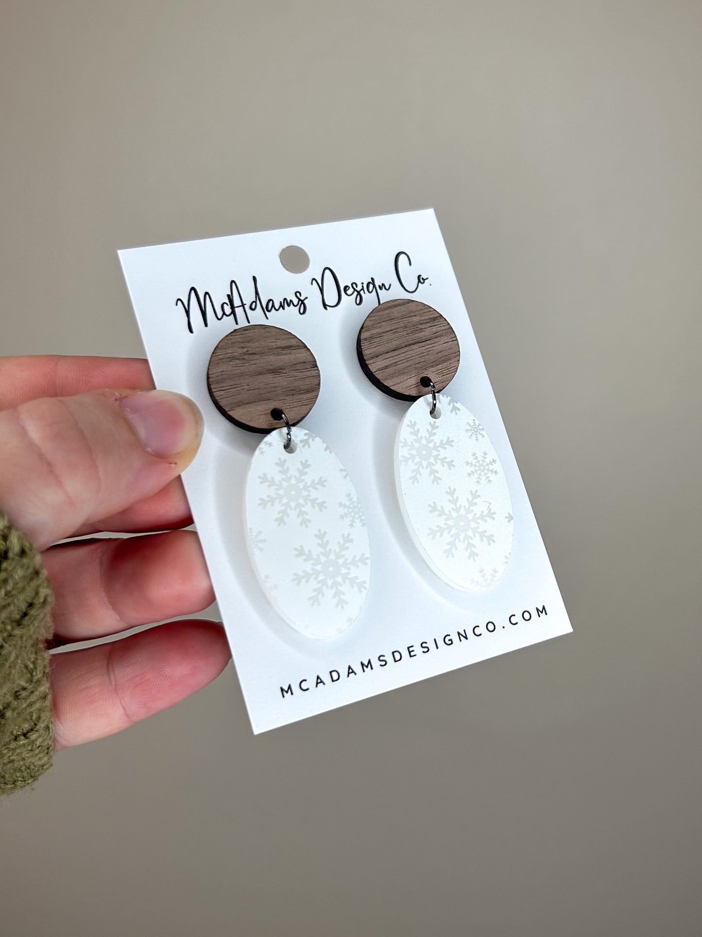 Wood & Snow Acrylic Earrings