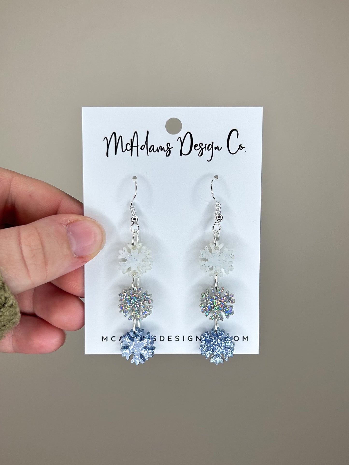 Stacked Glitter Snowflake Acrylic Earrings