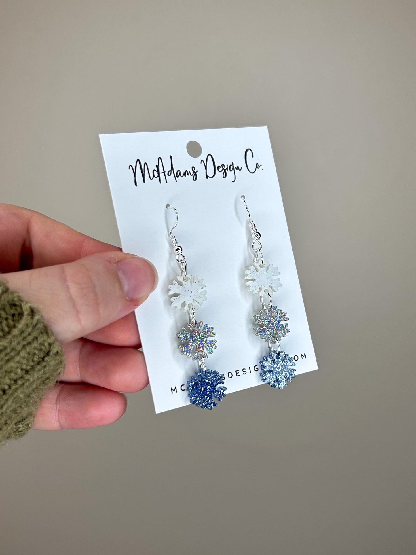Stacked Glitter Snowflake Acrylic Earrings