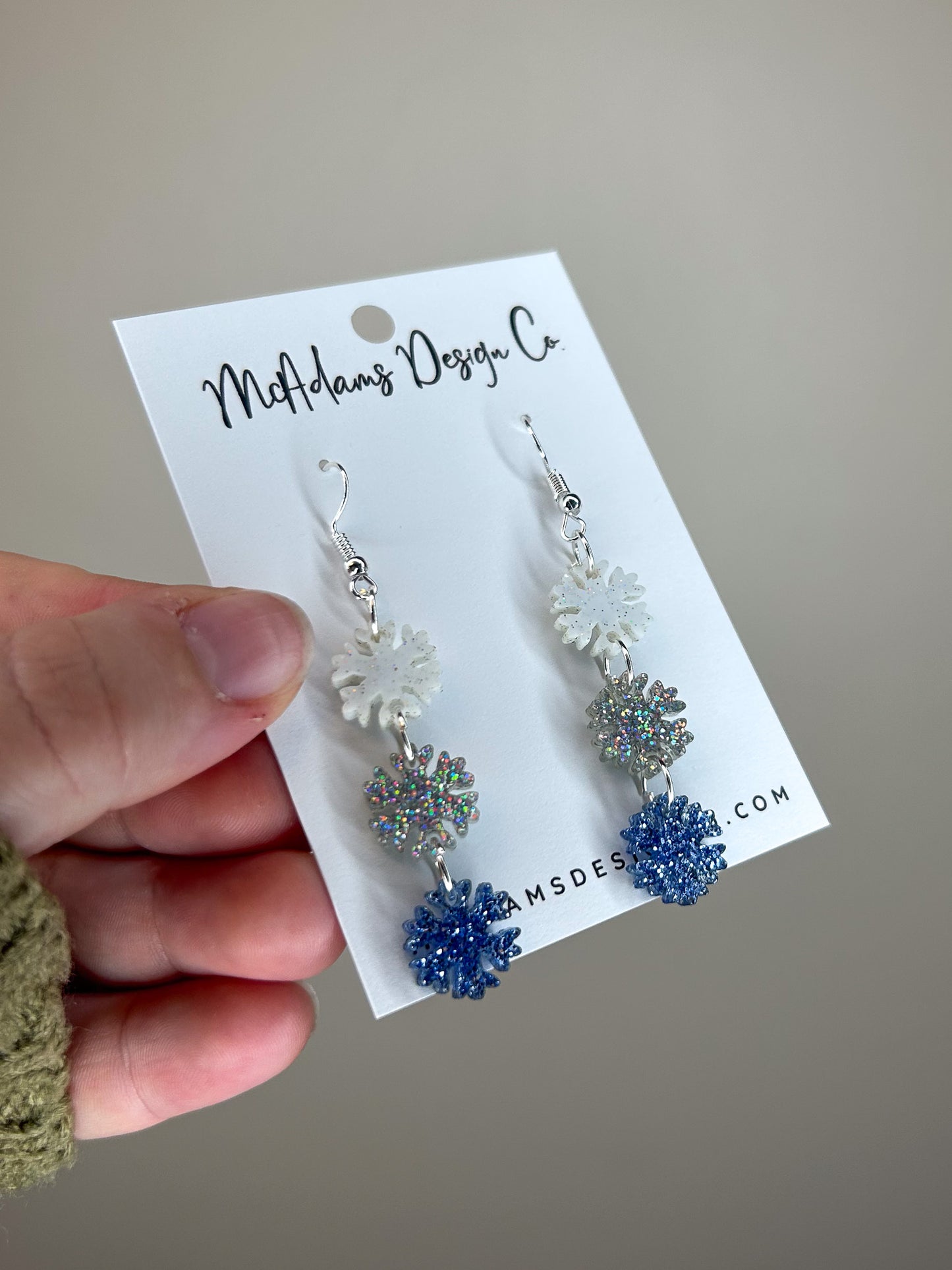 Stacked Glitter Snowflake Acrylic Earrings