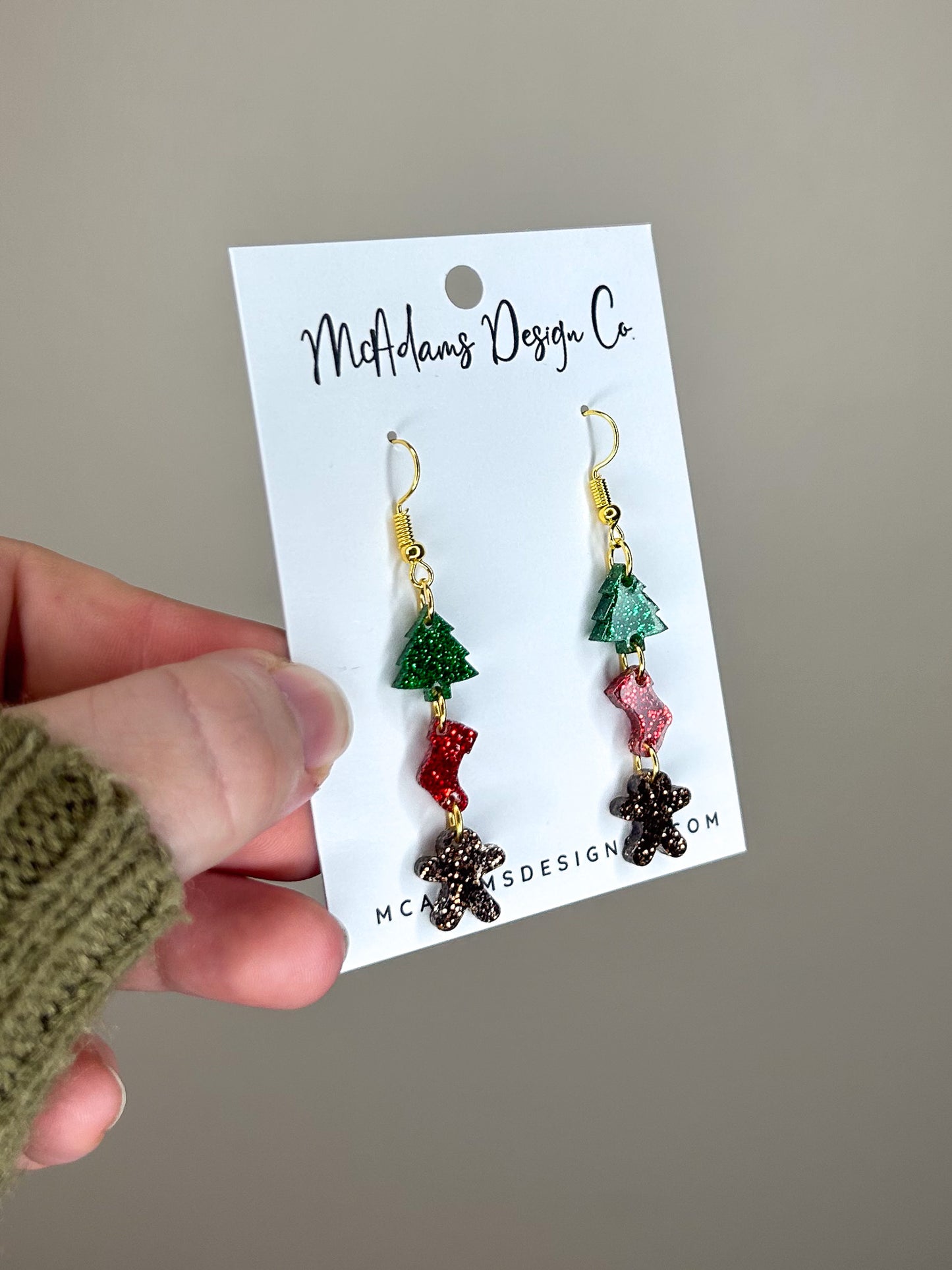 Stacked Glitter Christmas Acrylic Earrings