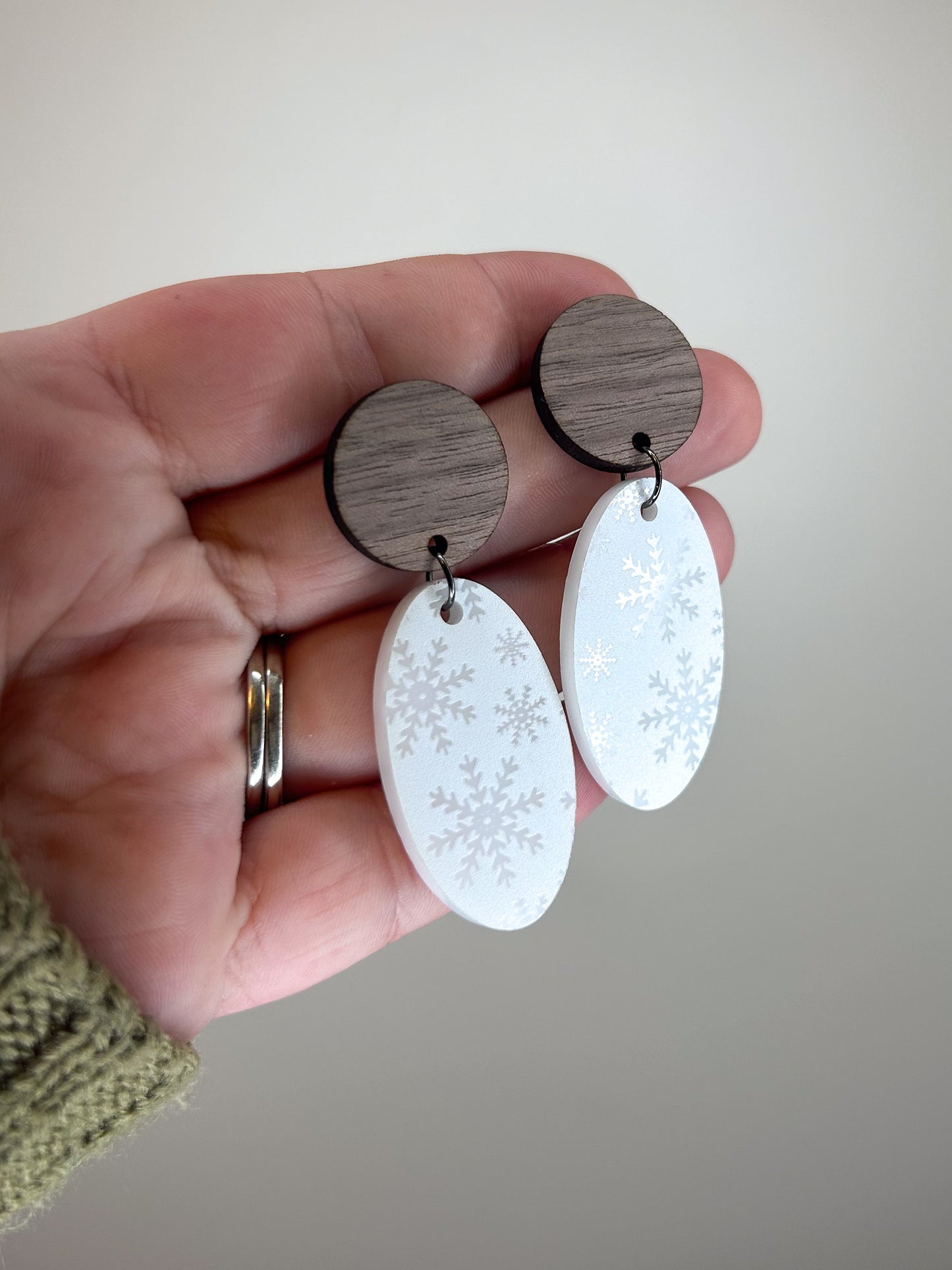 Wood & Snow Acrylic Earrings