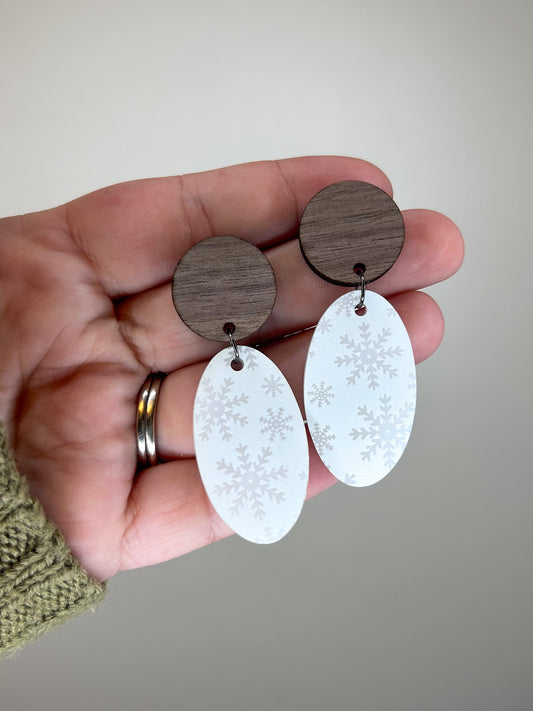Wood & Snow Acrylic Earrings