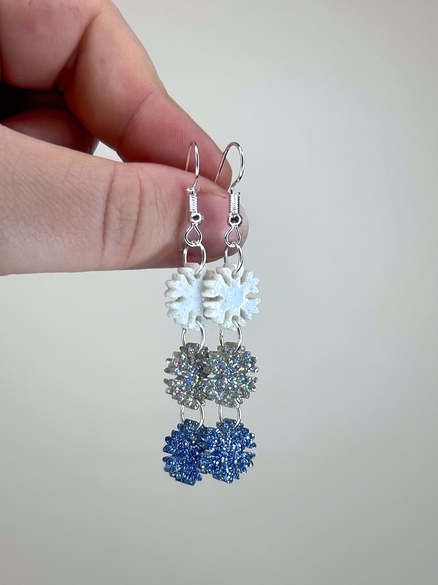 Stacked Glitter Snowflake Acrylic Earrings