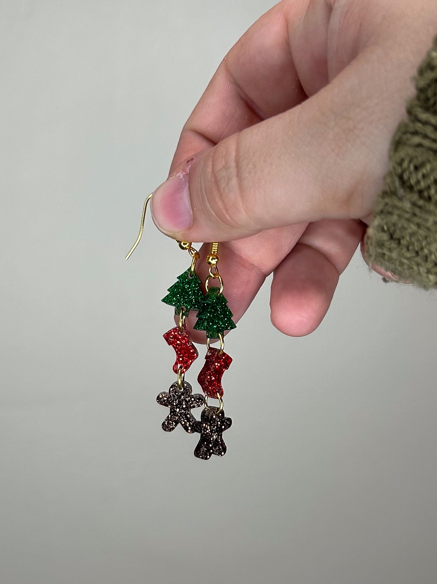 Stacked Glitter Christmas Acrylic Earrings