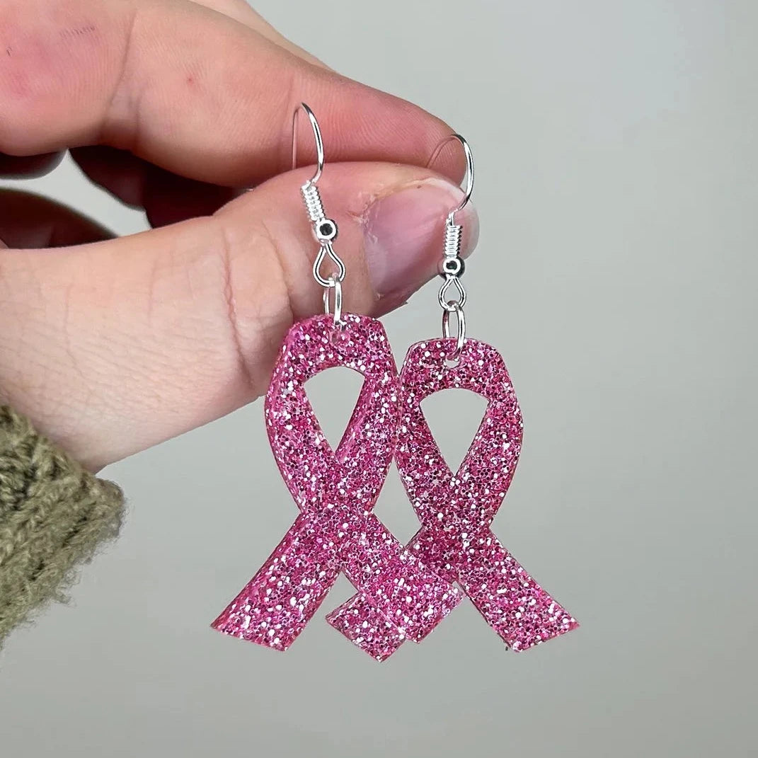 Acrylic Cancer Ribbon Earrings (5 Pairs)