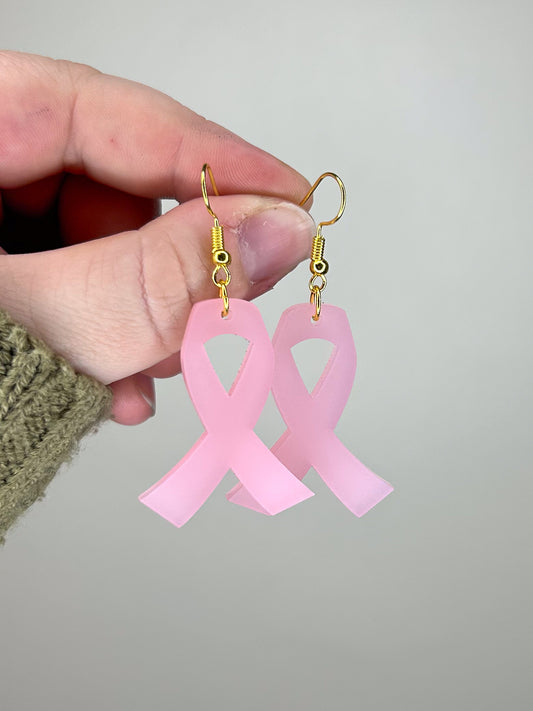 Pastel pink Breast Cancer Ribbon Acrylic Earrings