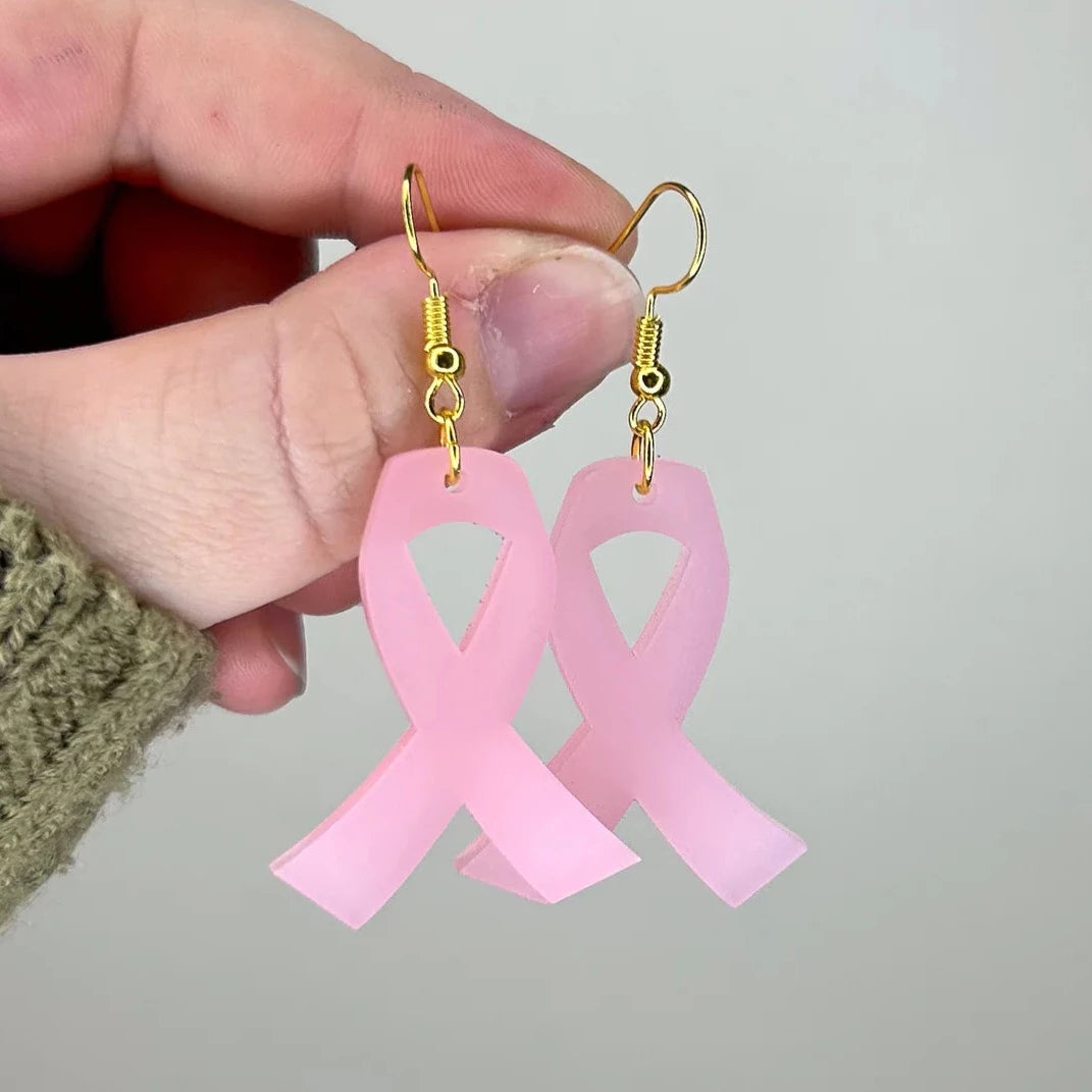 Acrylic Cancer Ribbon Earrings (5 Pairs)