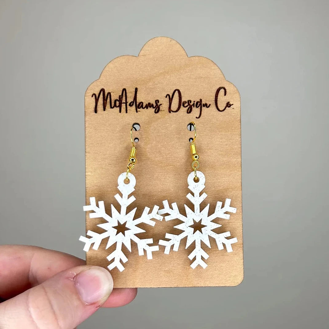 Acrylic Snowflake Earrings (5 Pairs)