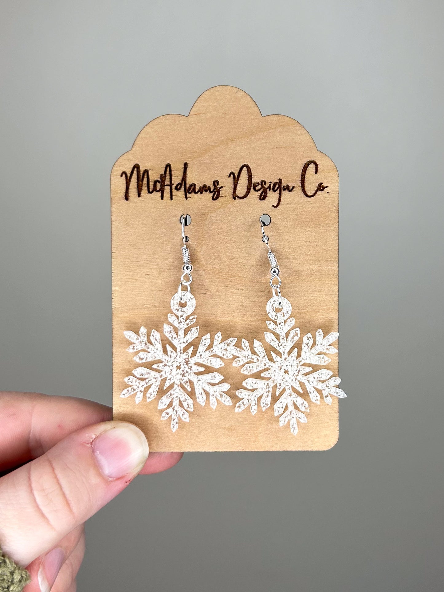 Clear Glitter Snowflake Acrylic Earrings