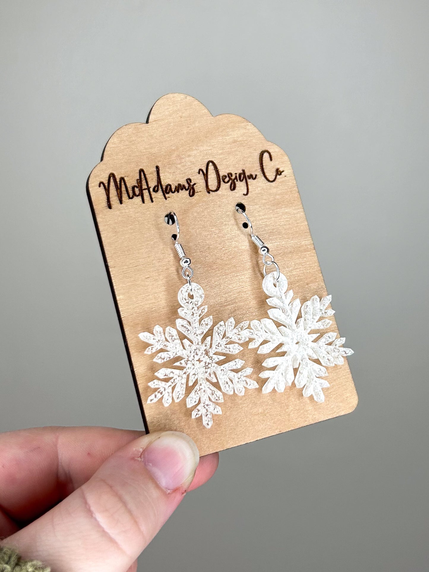 Clear Glitter Snowflake Acrylic Earrings