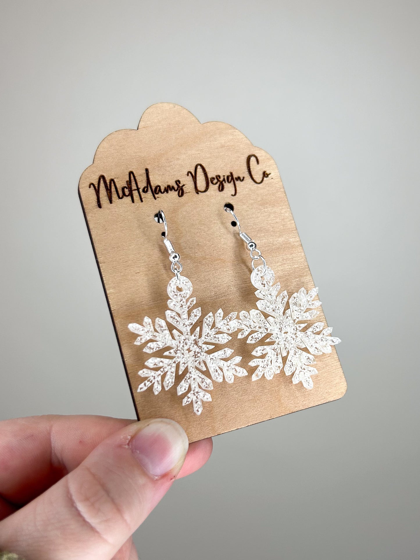Clear Glitter Snowflake Acrylic Earrings