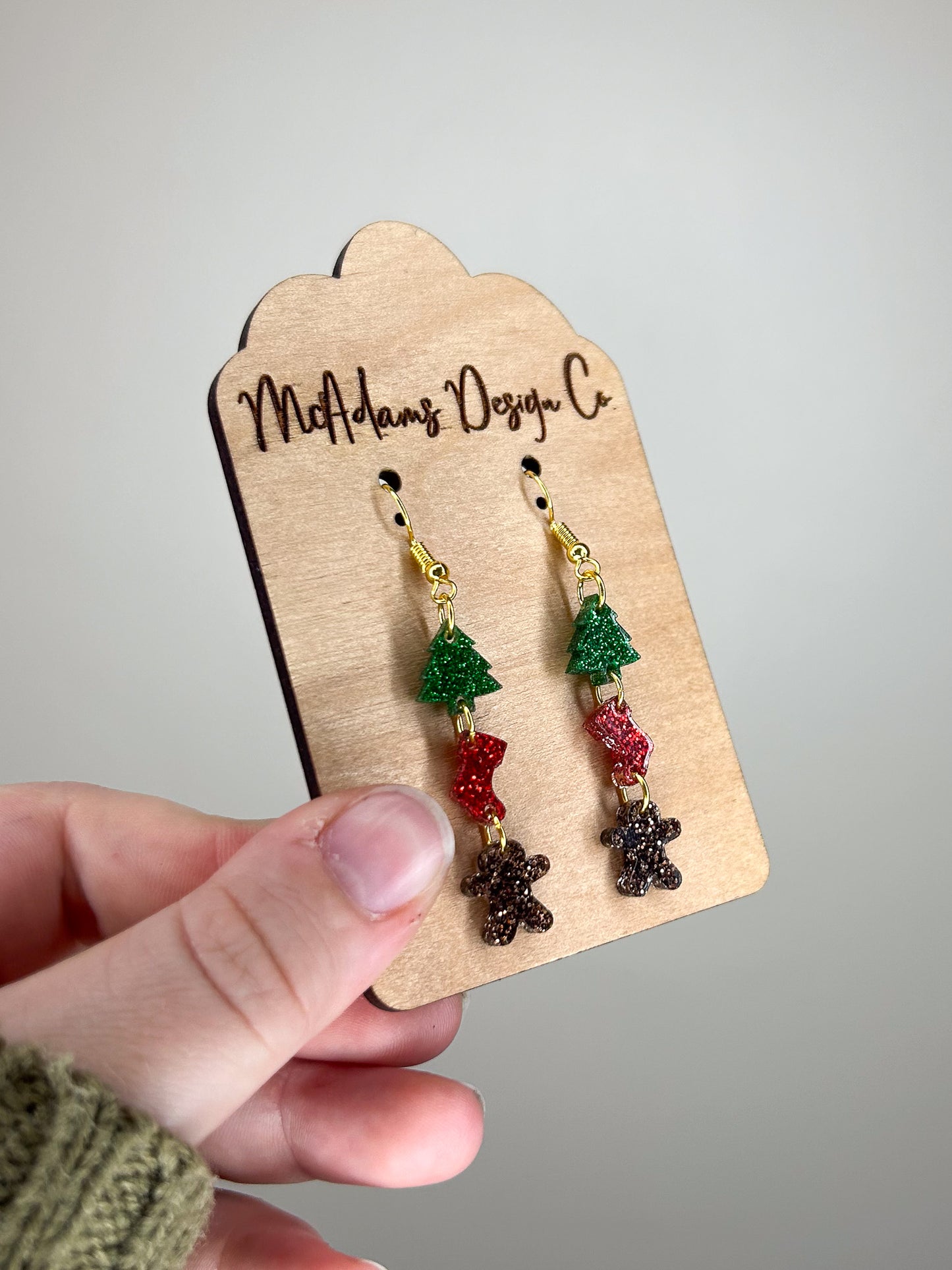 Stacked Glitter Christmas Acrylic Earrings