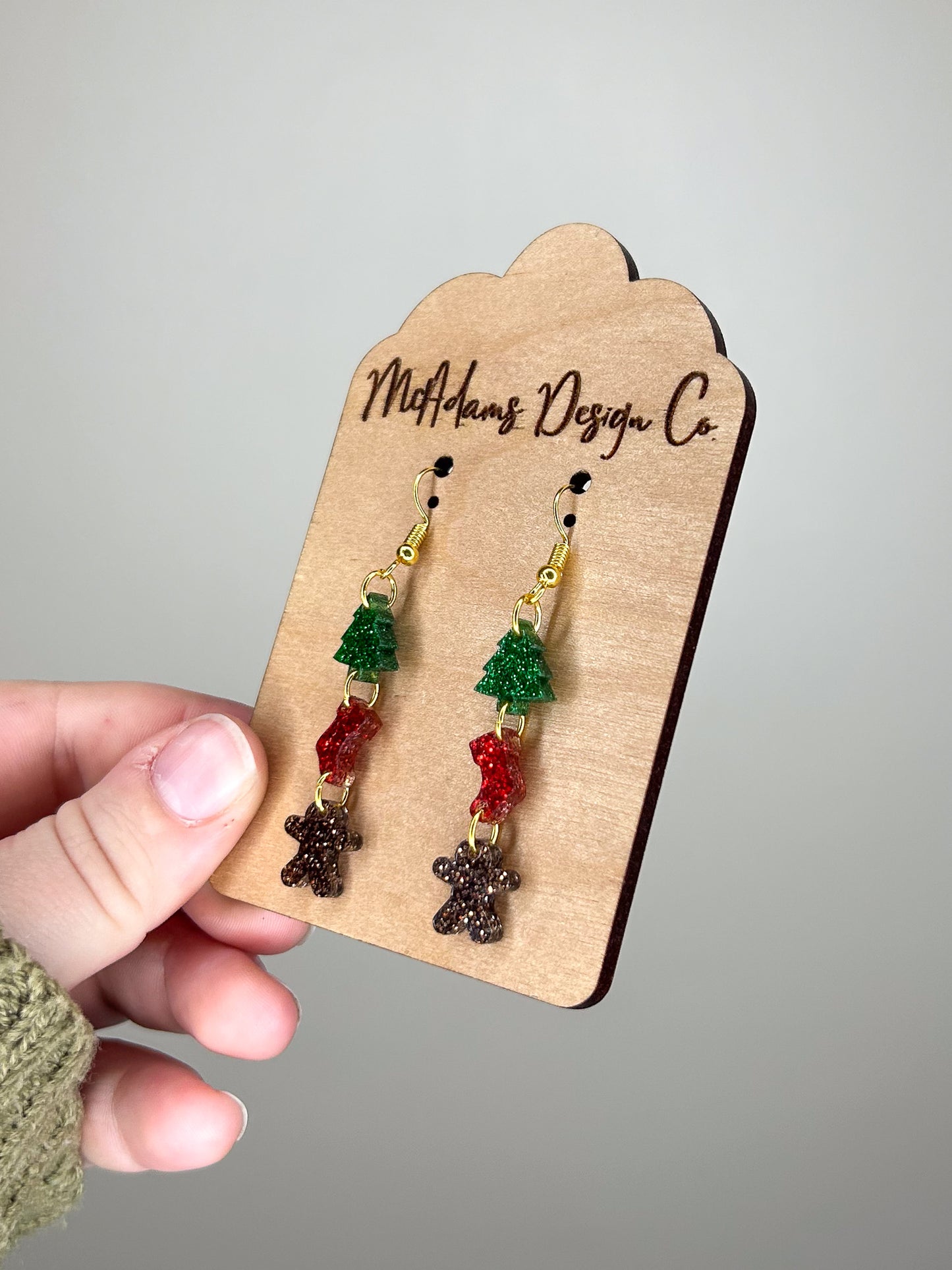 Stacked Glitter Christmas Acrylic Earrings