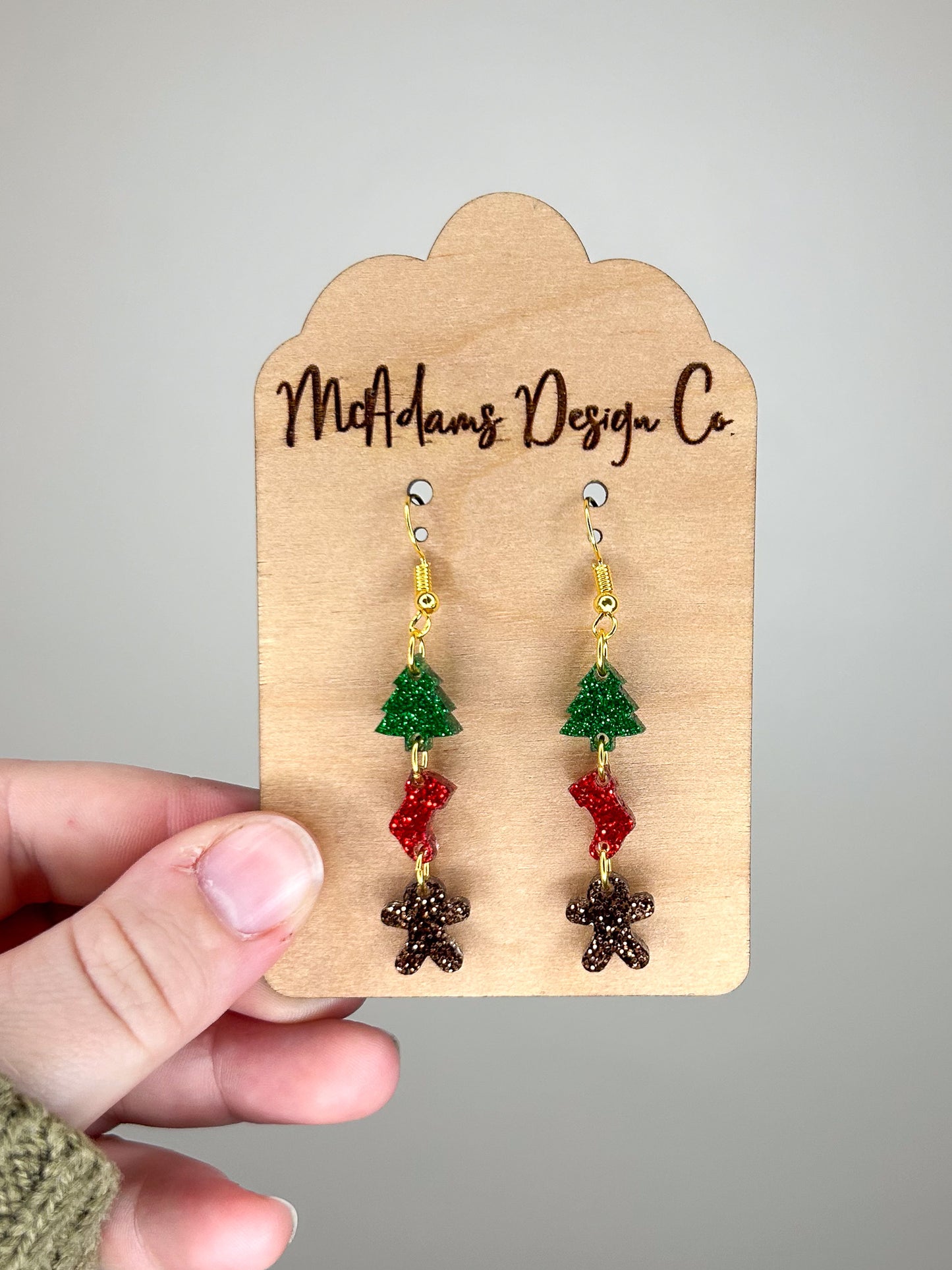 Stacked Glitter Christmas Acrylic Earrings