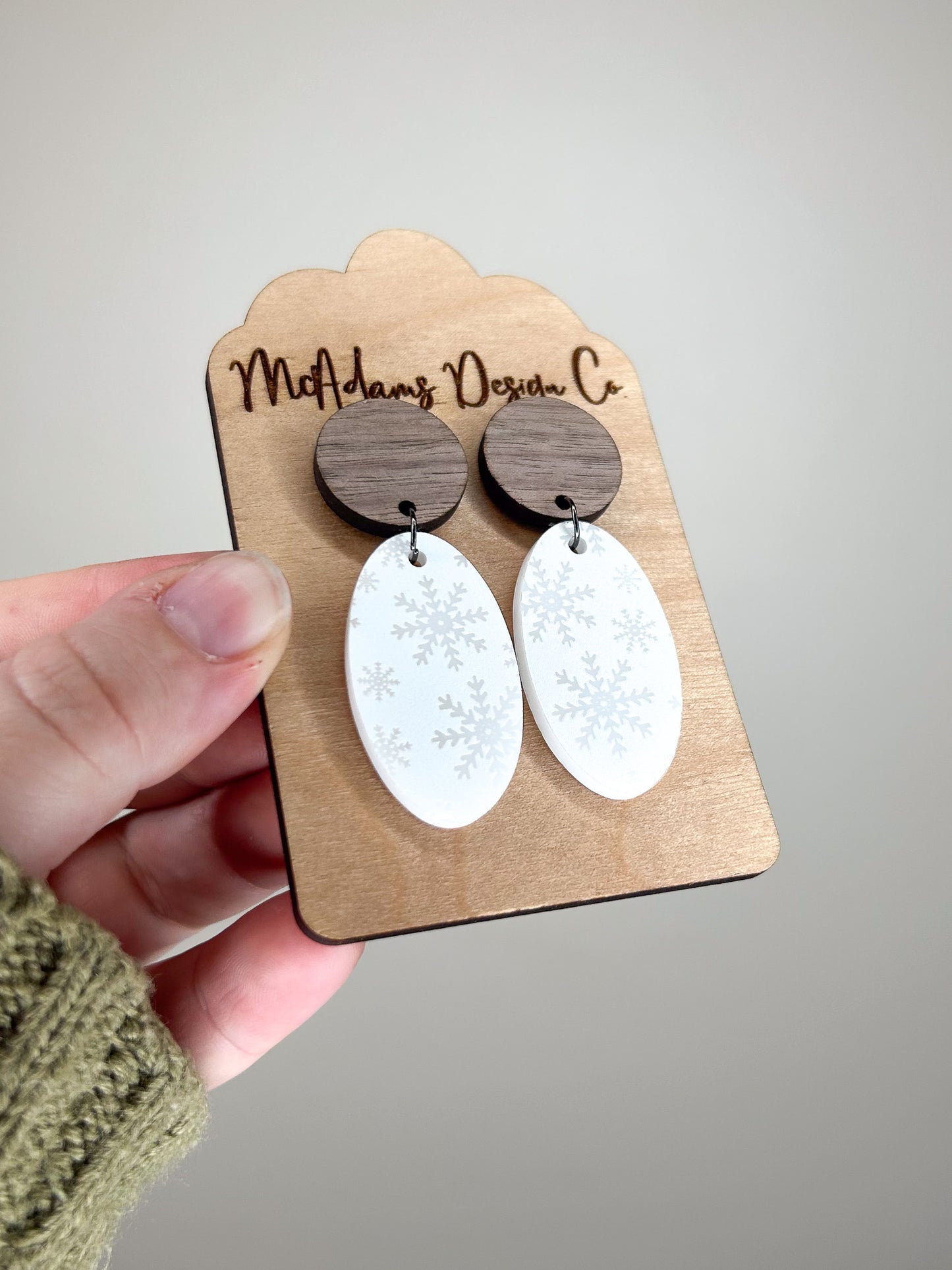 Wood & Snow Acrylic Earrings