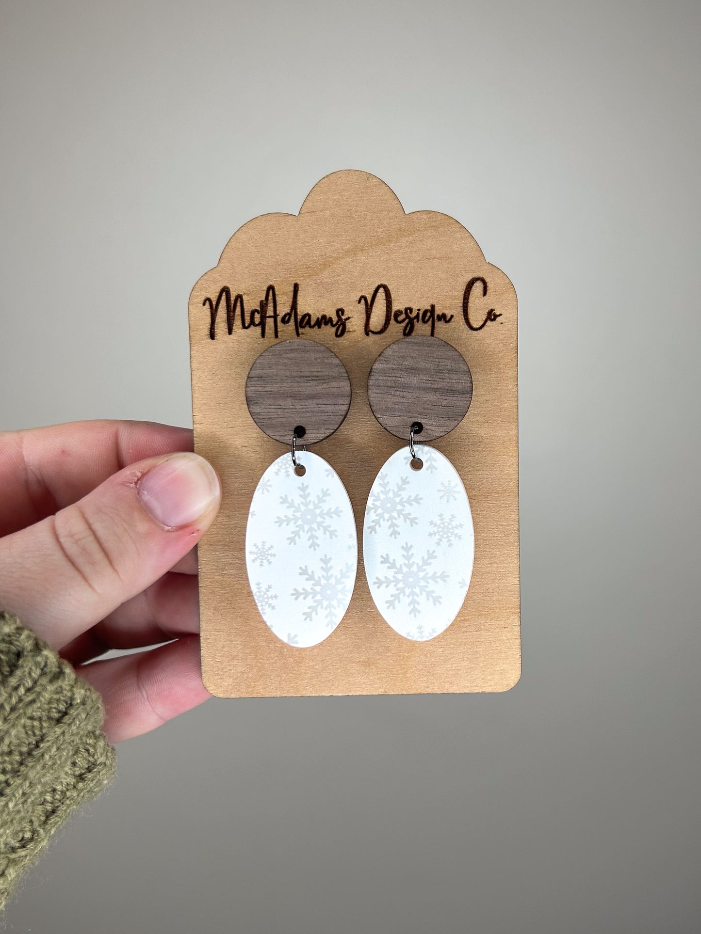 Wood & Snow Acrylic Earrings