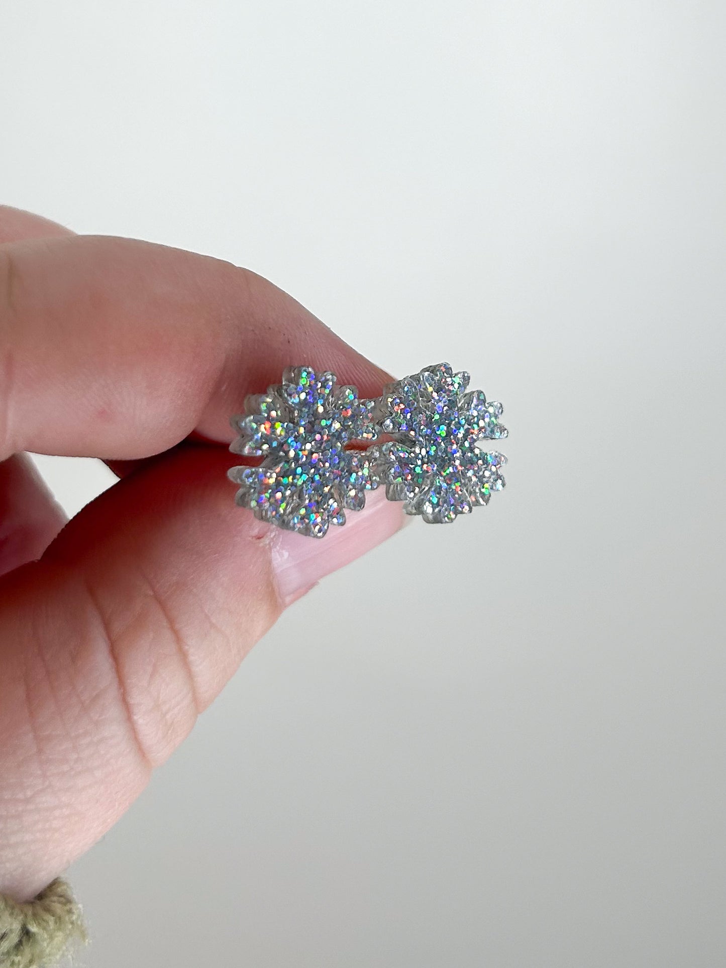 Glitter Snowflake Acrylic Studs