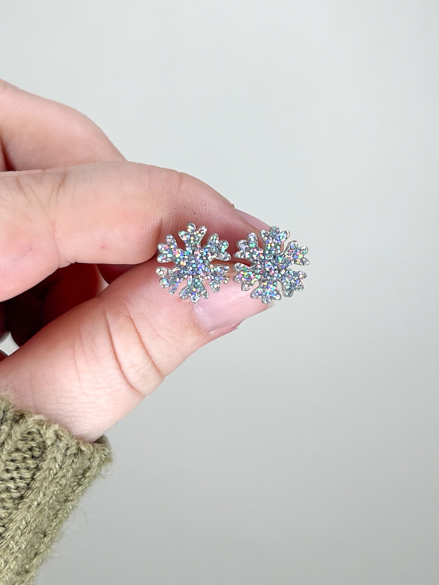 Glitter Snowflake Acrylic Studs