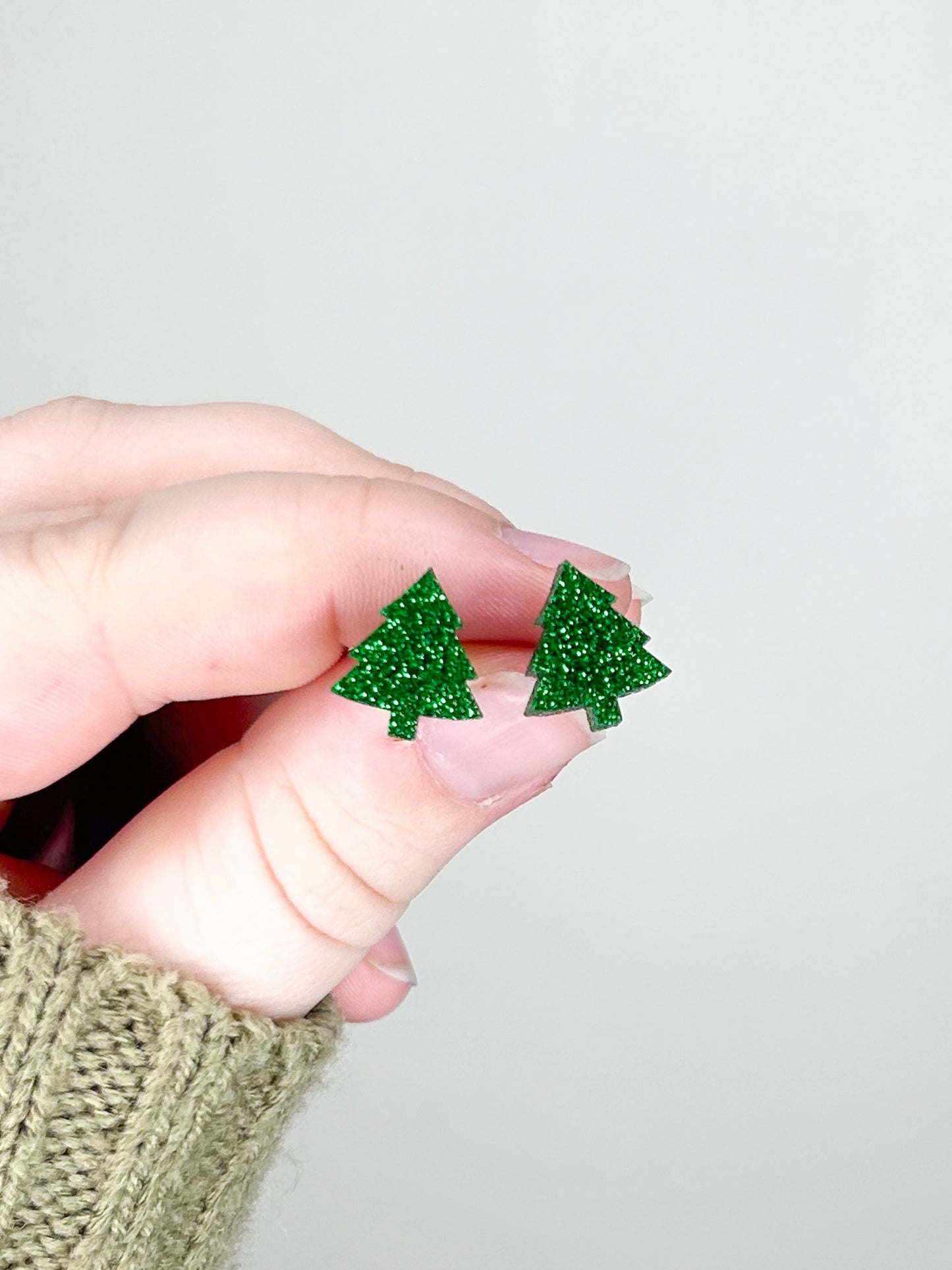 Glitter Christmas Tree Acrylic Studs