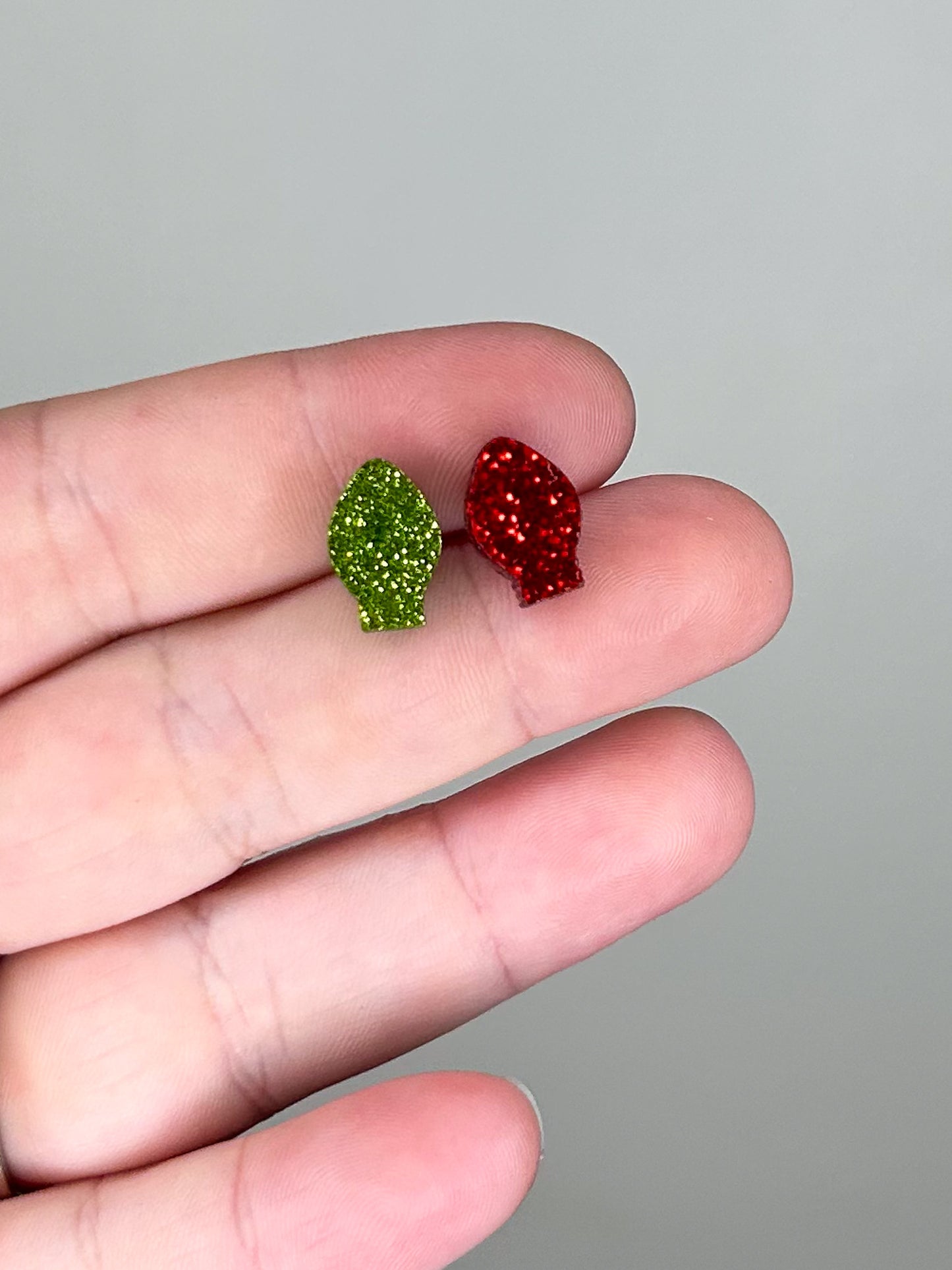 Glitter Mismatched Christmas Lights Acrylic Studs