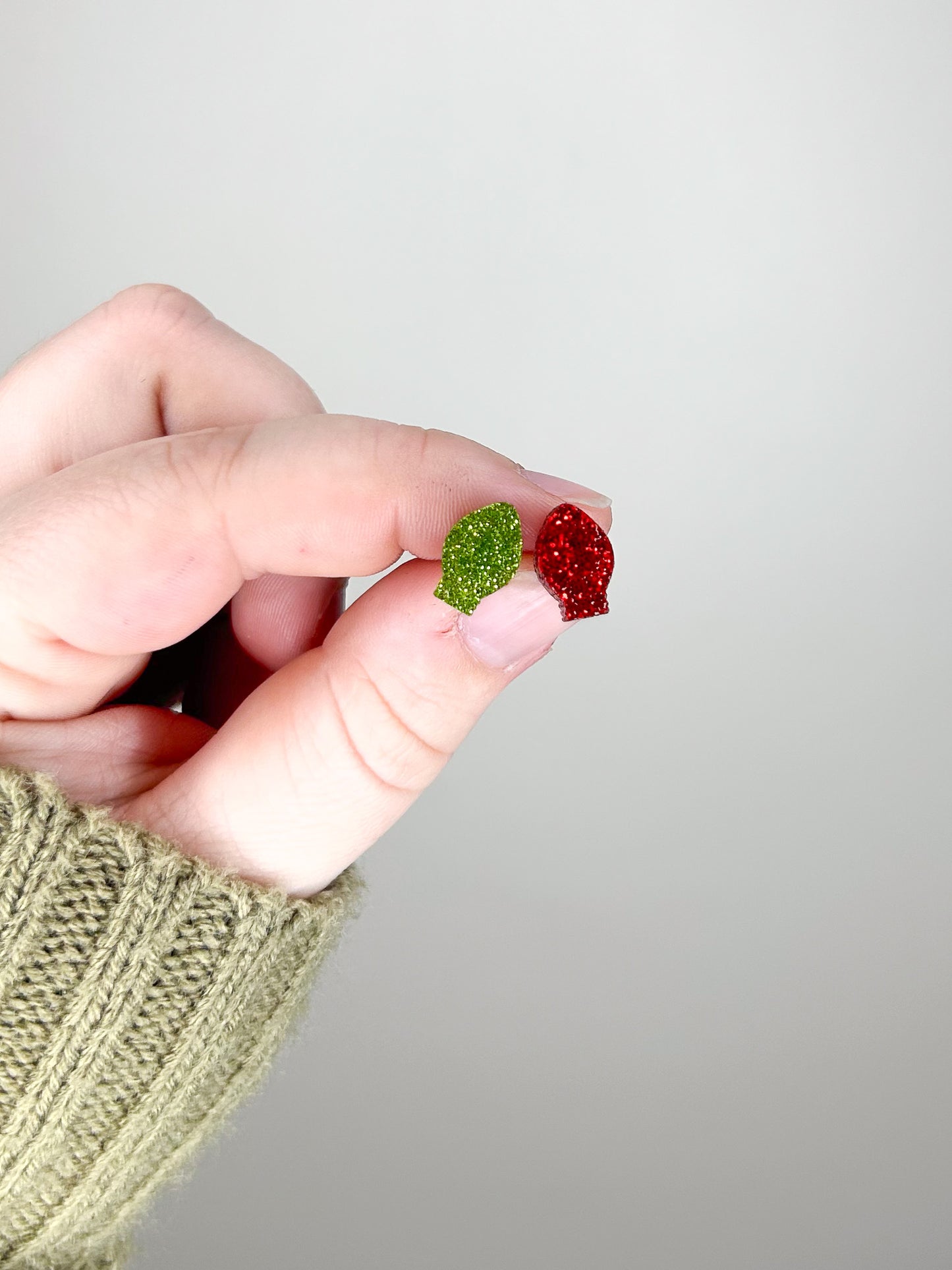 Glitter Mismatched Christmas Lights Acrylic Studs