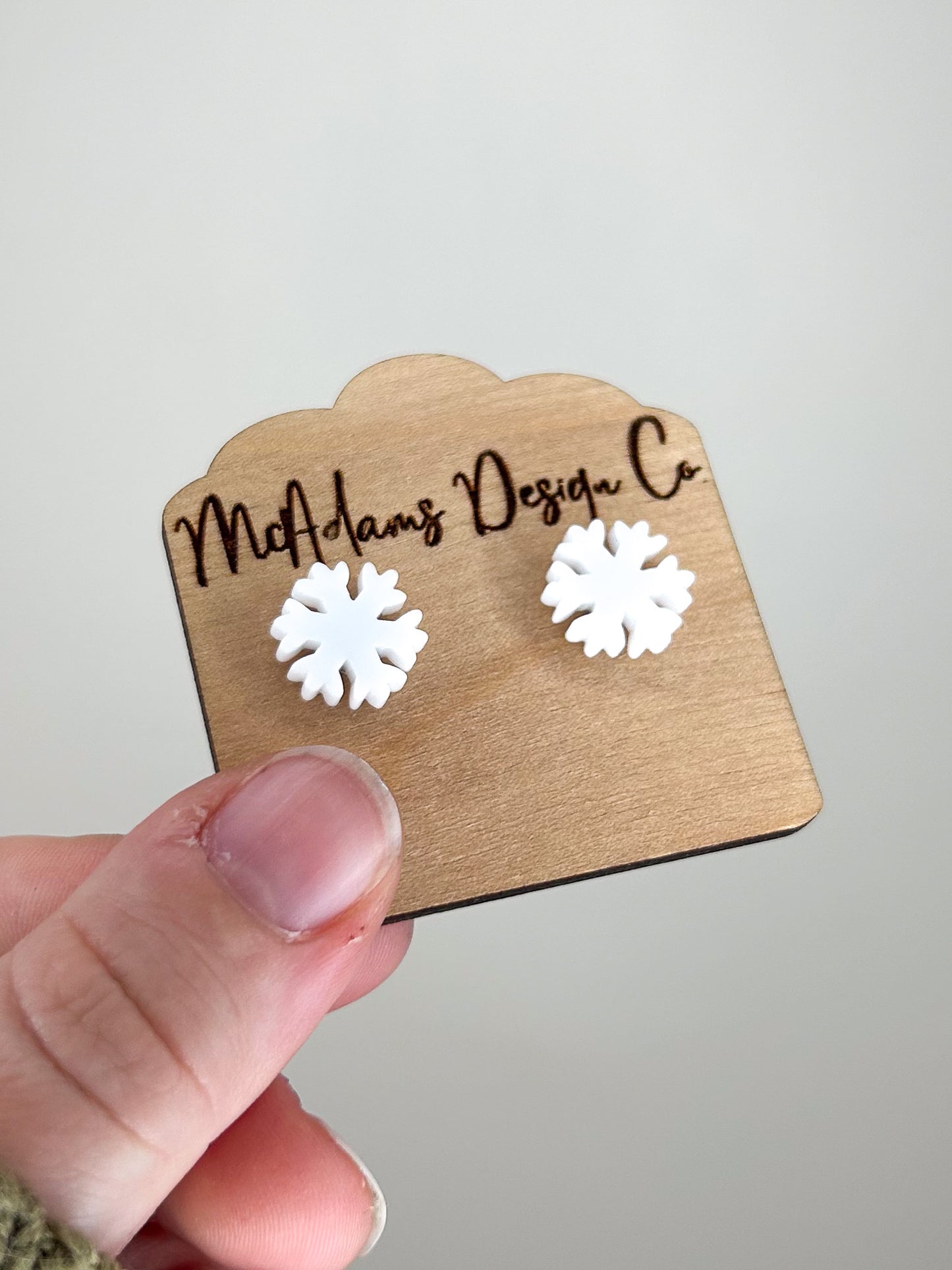 Matte White Snowflake Acrylic Studs