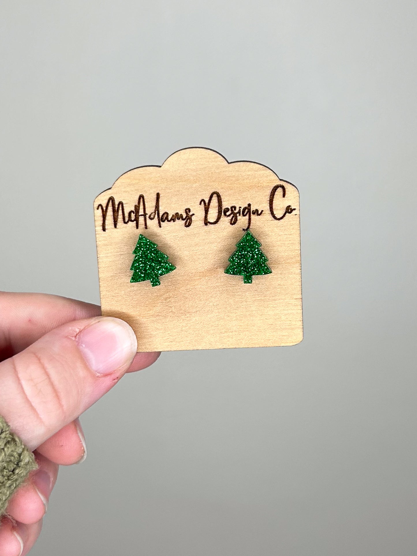 Glitter Christmas Tree Acrylic Studs