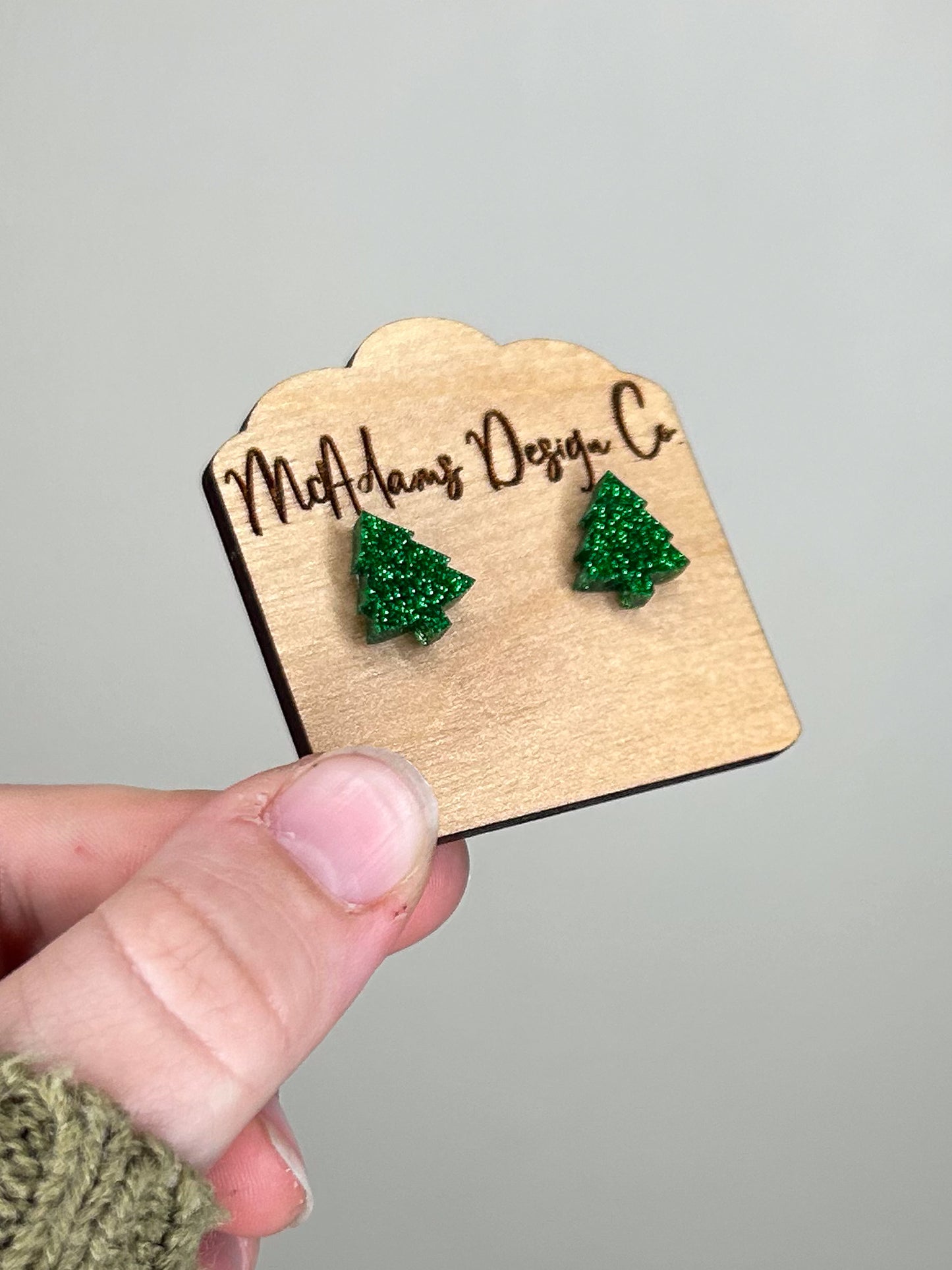 Glitter Christmas Tree Acrylic Studs
