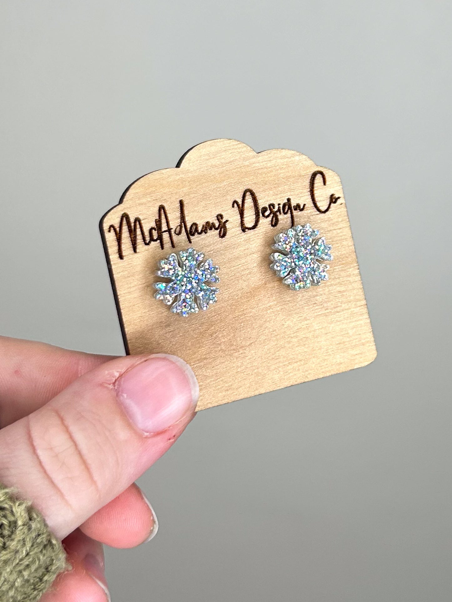 Glitter Snowflake Acrylic Studs