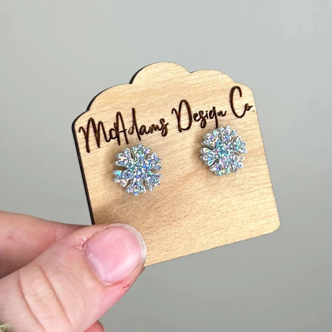 Acrylic Snowflake Studs (5 Pairs)