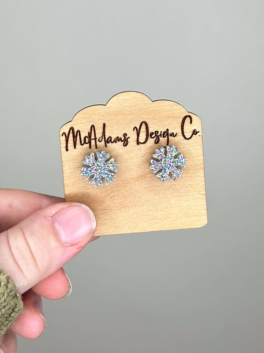 Glitter Snowflake Acrylic Studs