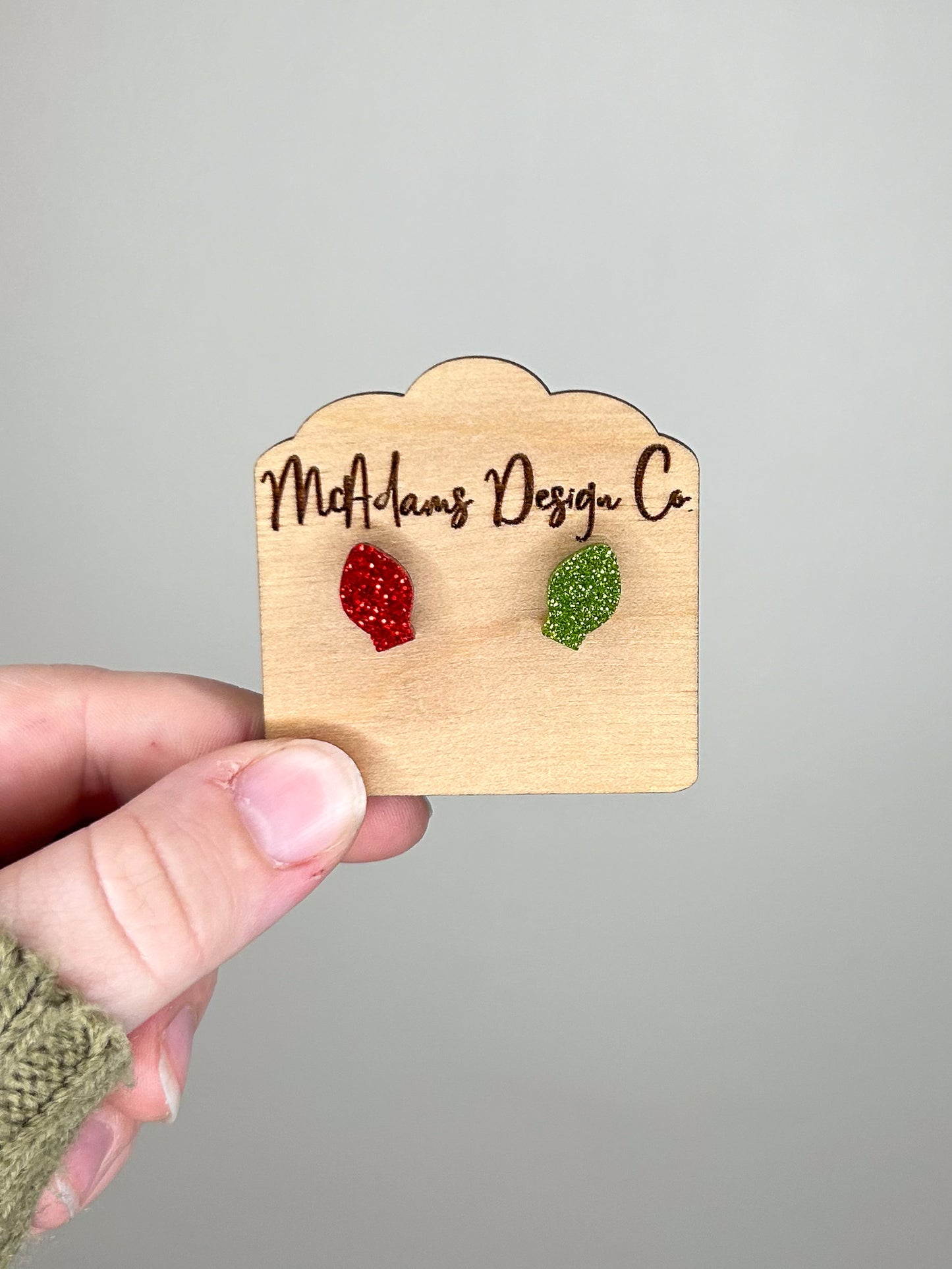 Glitter Mismatched Christmas Lights Acrylic Studs