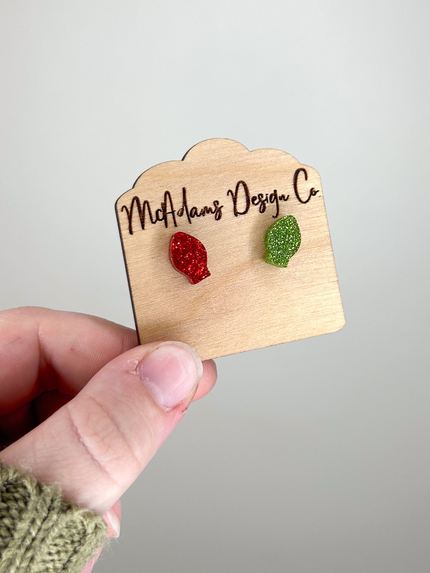 Glitter Mismatched Christmas Lights Acrylic Studs