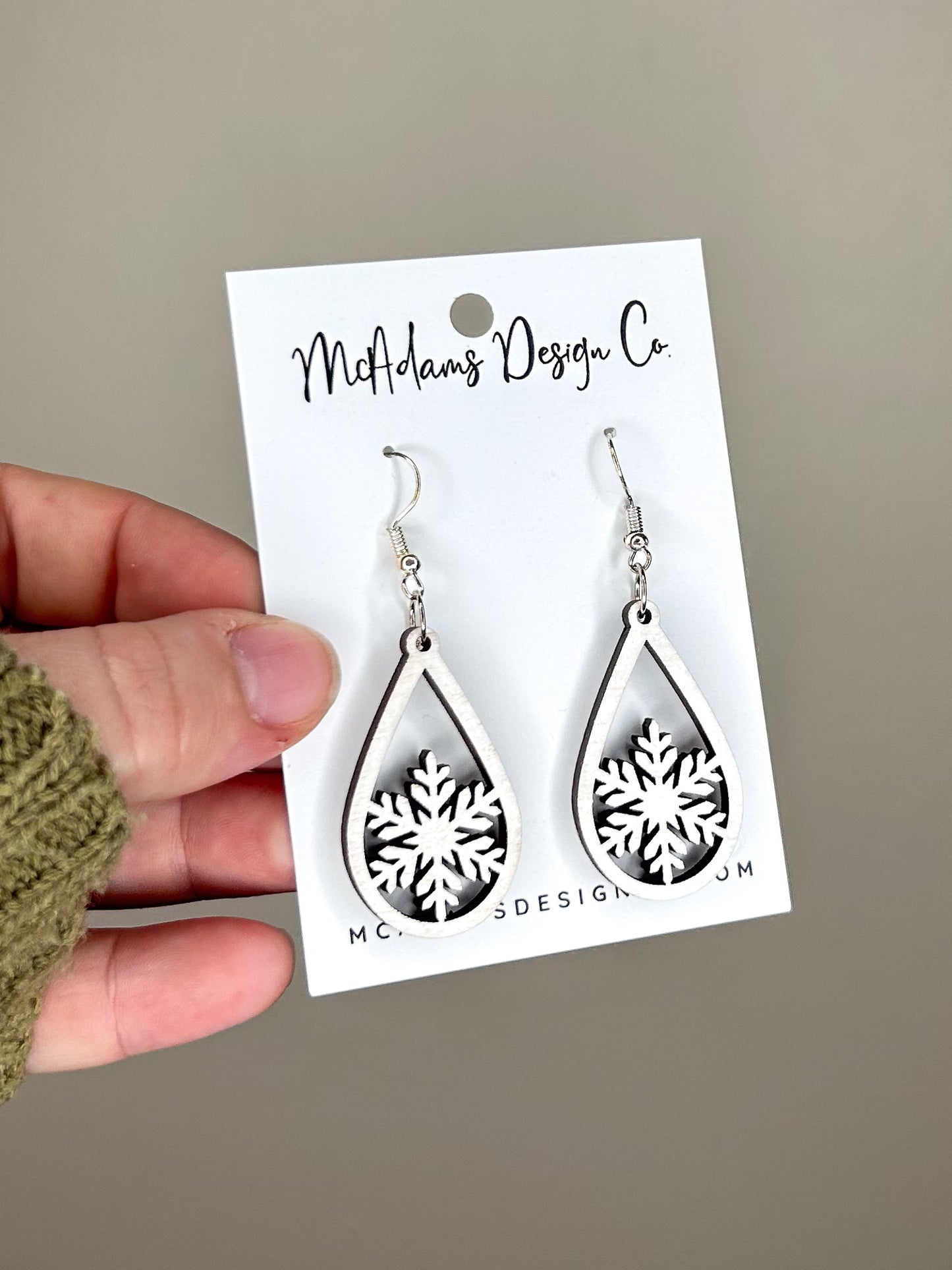 Snow Flake Wooden Earrings