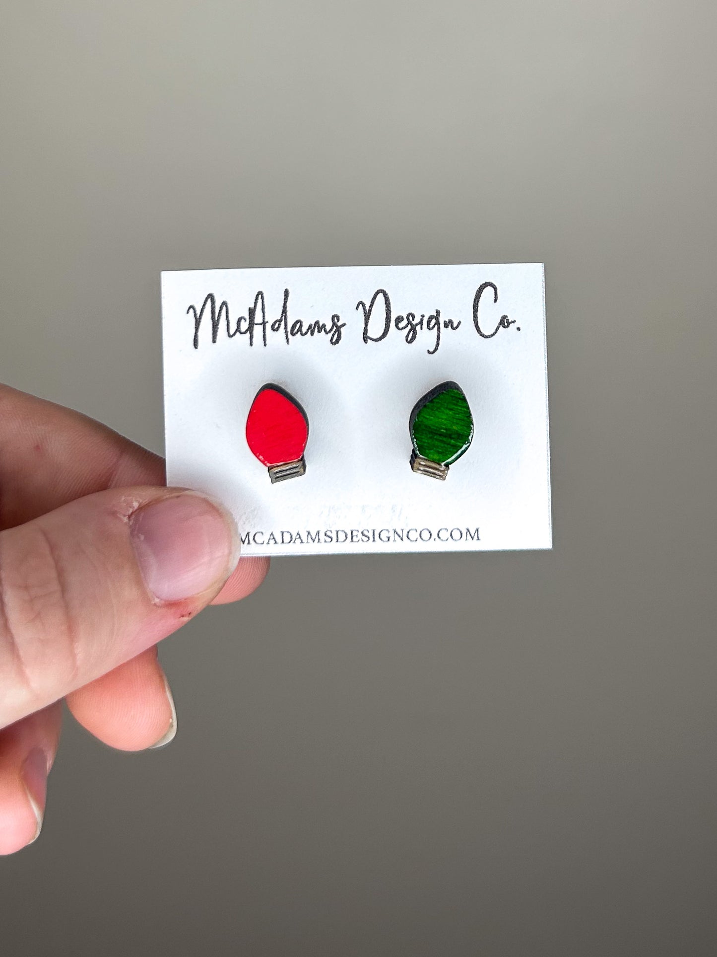 Christmas Light Wooden Stud Earrings