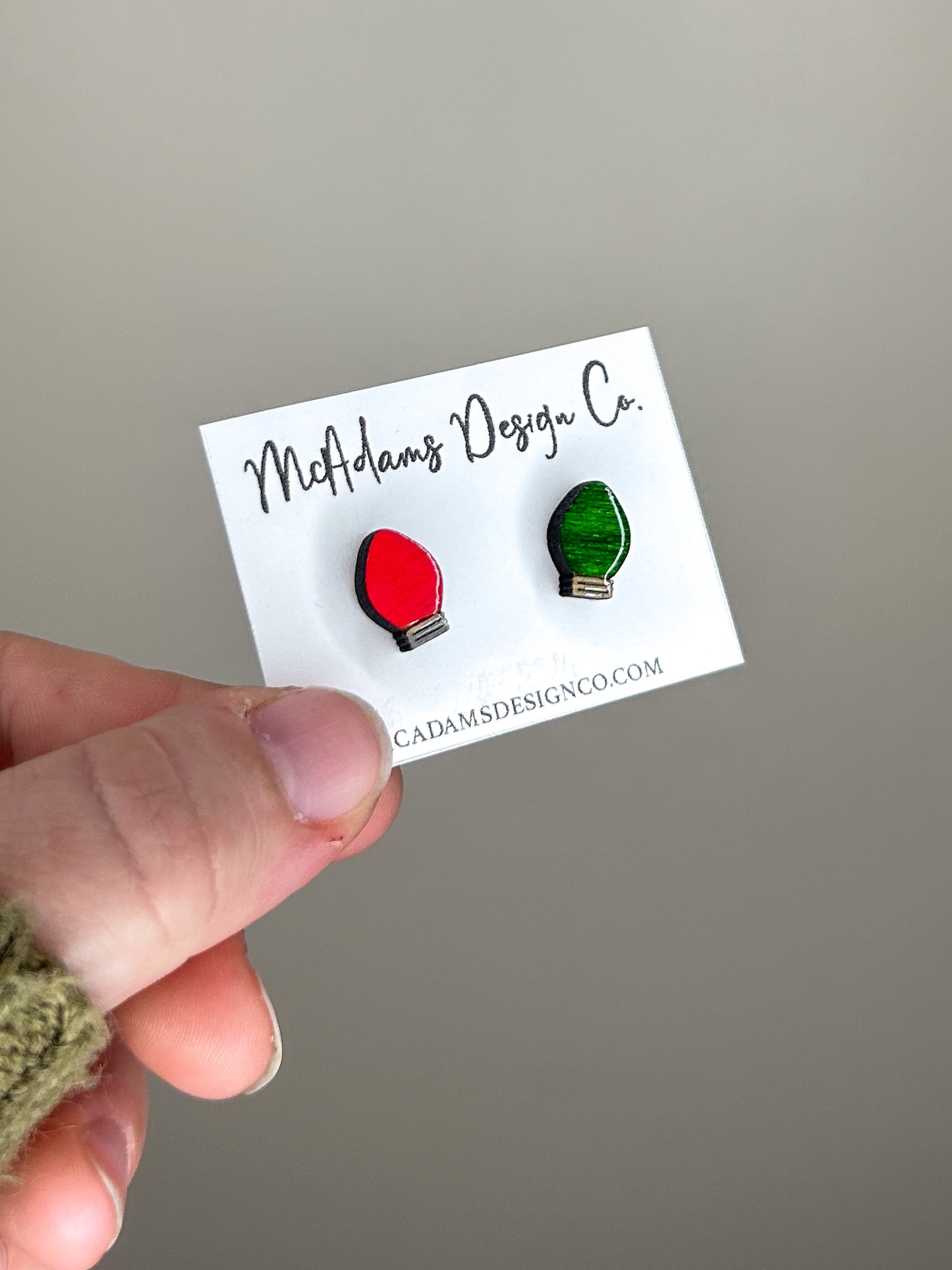 Christmas Light Wooden Stud Earrings