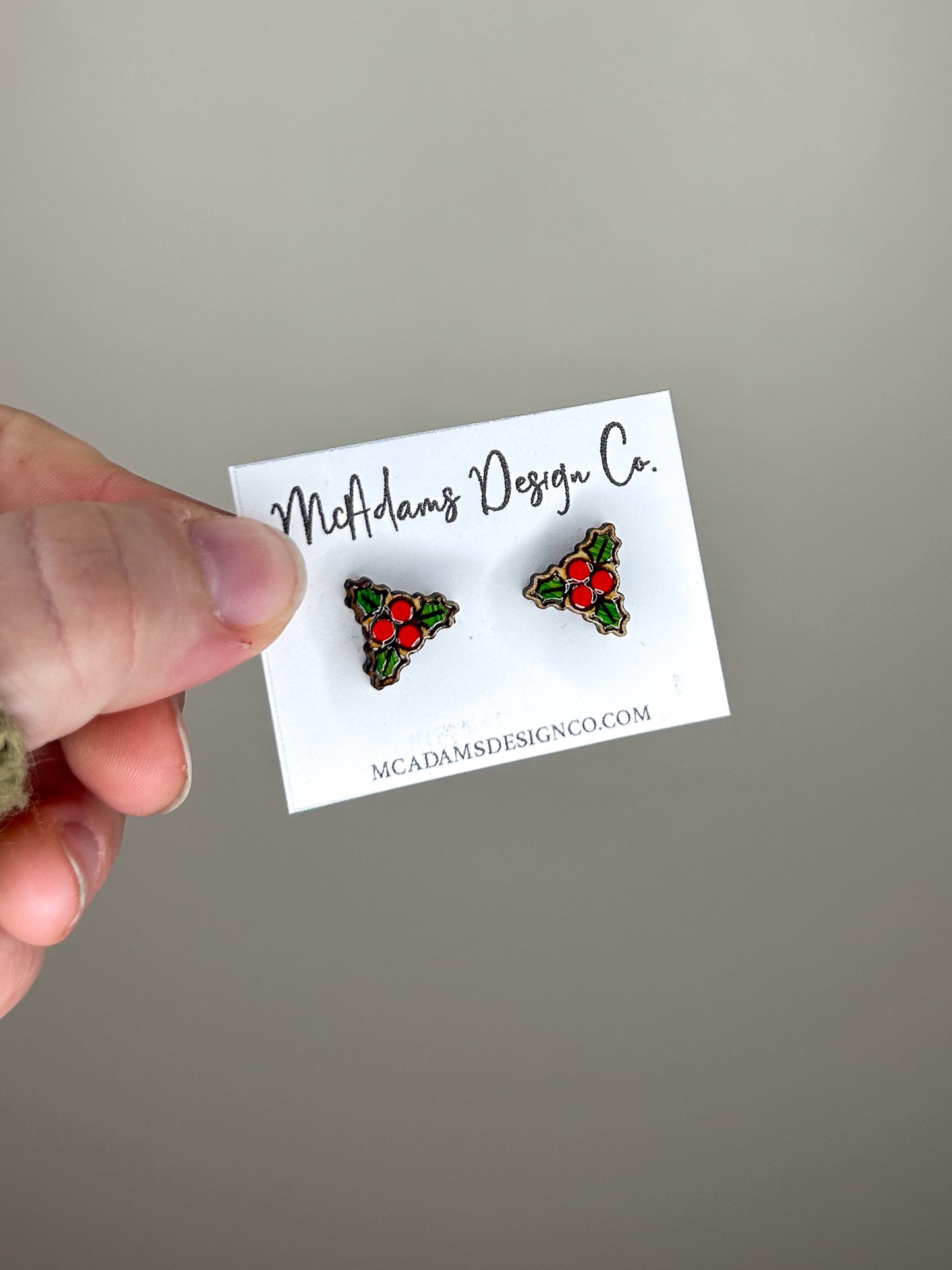 Holly Wooden Stud Earrings
