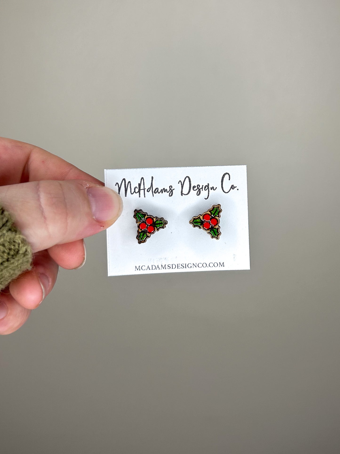 Holly Wooden Stud Earrings