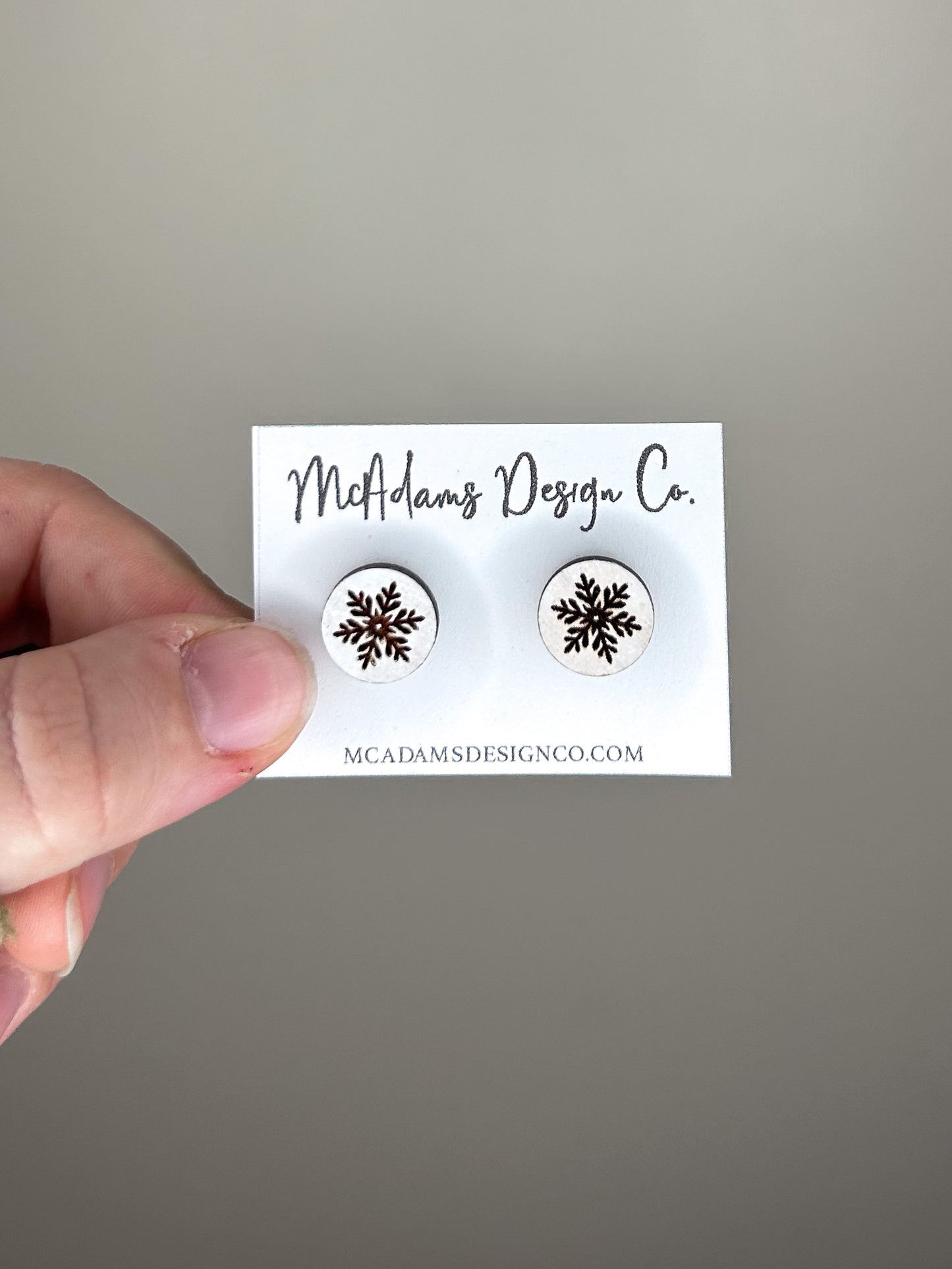 Snowflake Wooden Stud Earrings