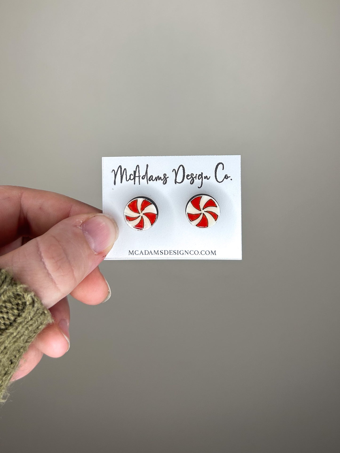 Peppermint Wooden Stud Earrings