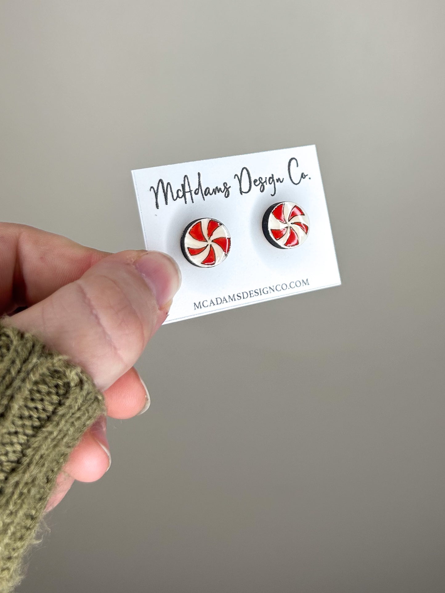 Peppermint Wooden Stud Earrings