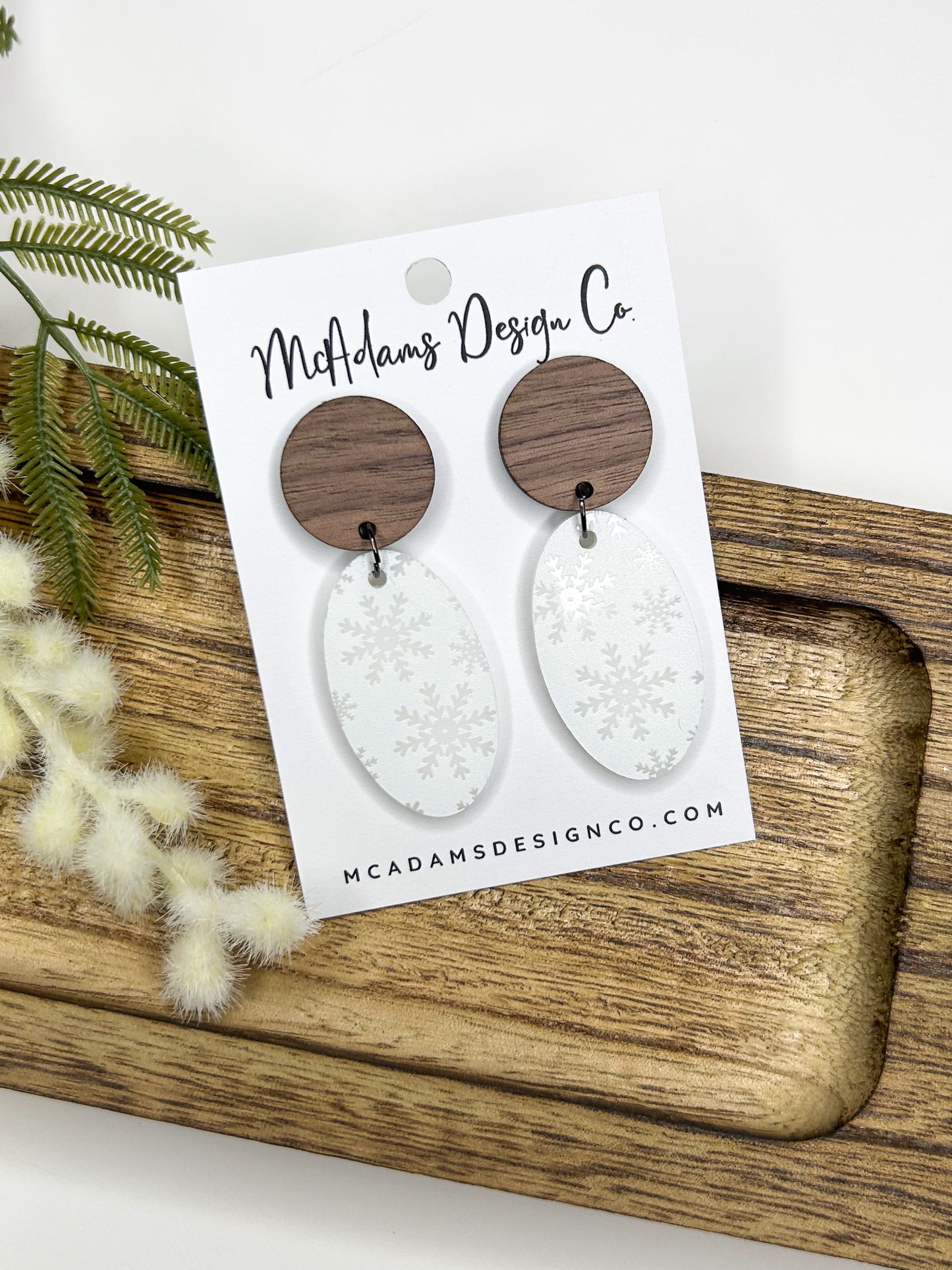 Wood & Snow Acrylic Earrings
