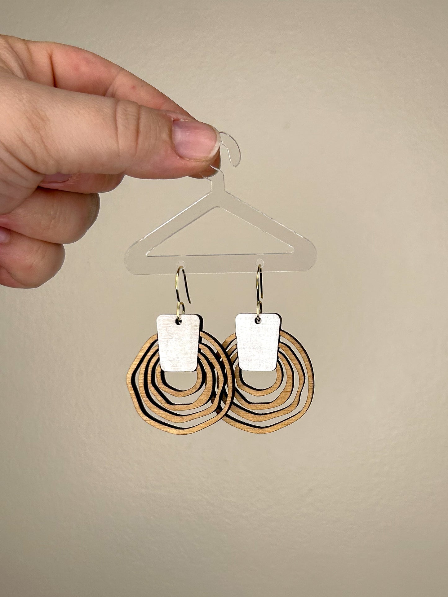 Wavy Hoop Wooden Earrings