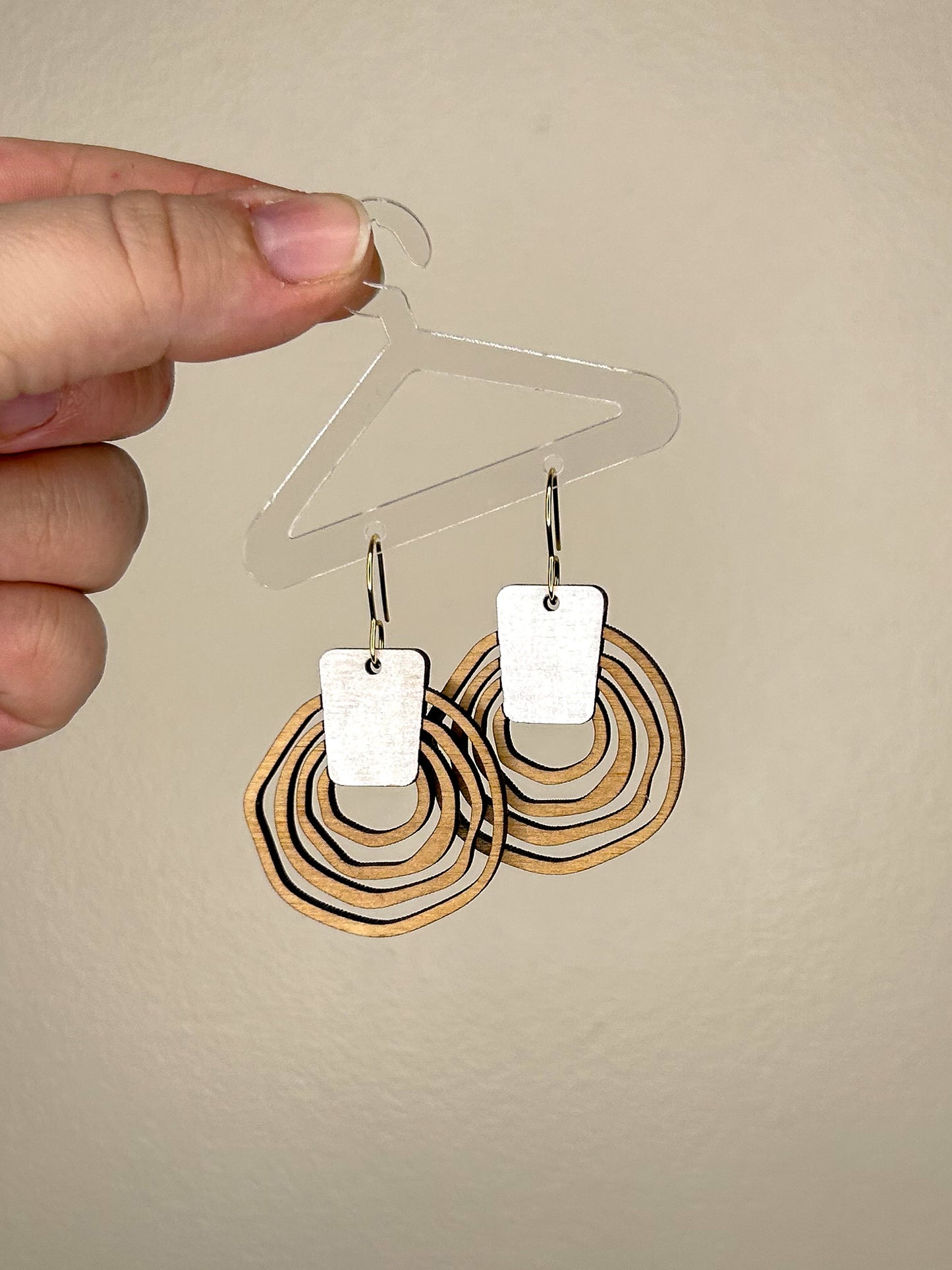 Wavy Hoop Wooden Earrings