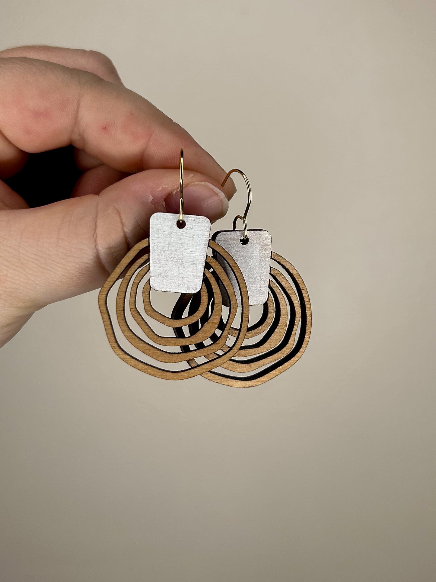 Wavy Hoop Wooden Earrings