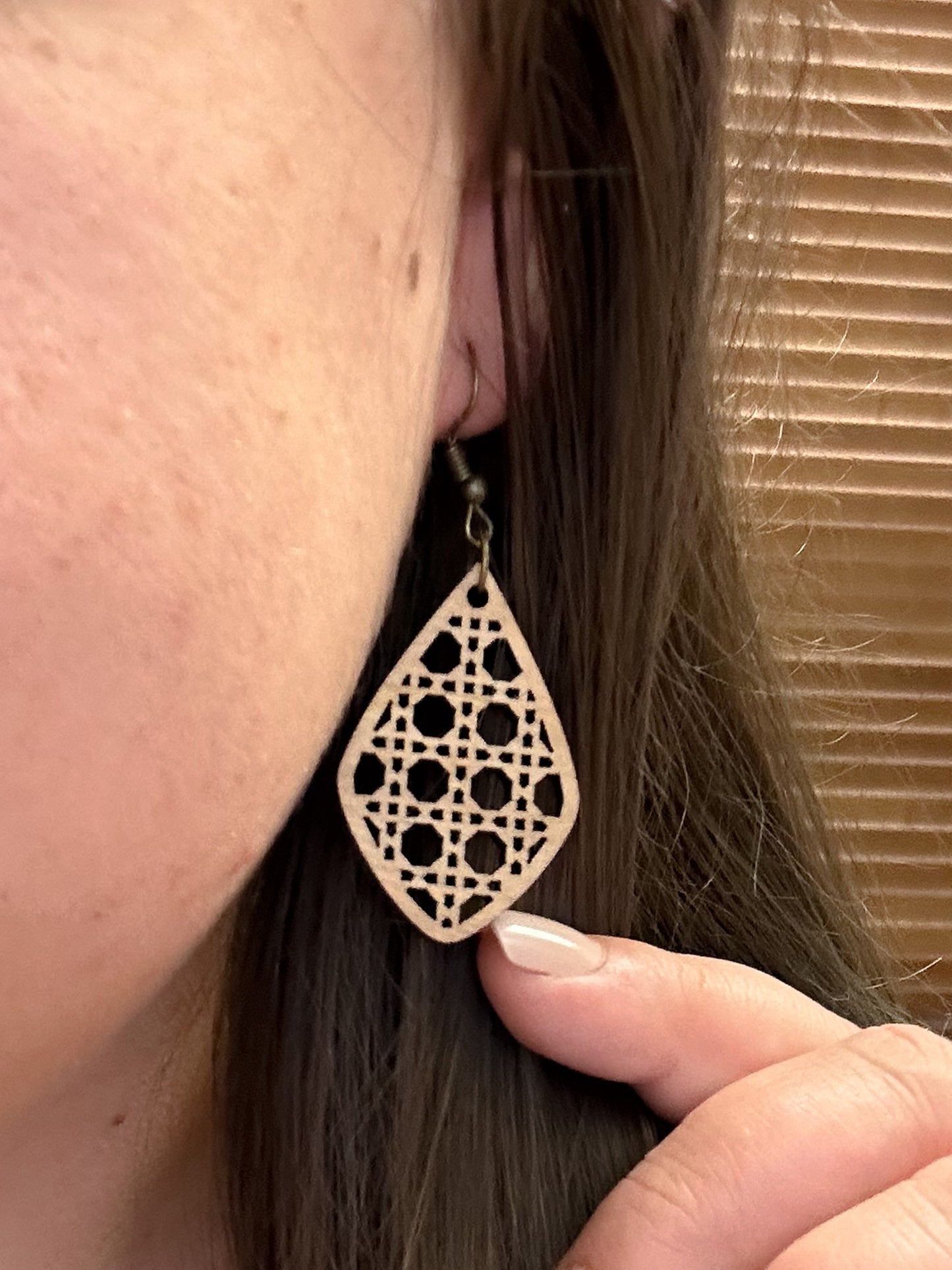 Rattan Cuttout Wooden Earrings